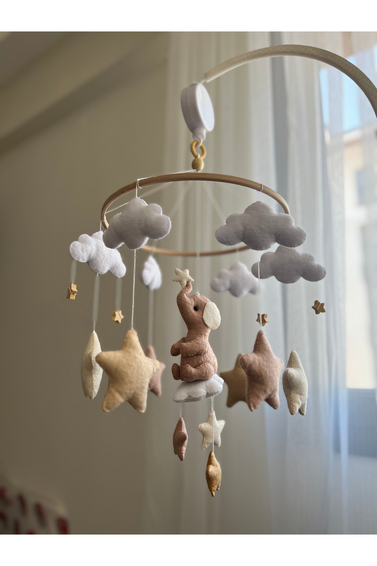 SefDen Lazer Kesim Atölyesi (MÜZİKLİ) Beşik Dönencesi Beşik Süsü Doğal Bebek Oyuncağı Anne Yanı fotoğrafı 5 (önizleme)