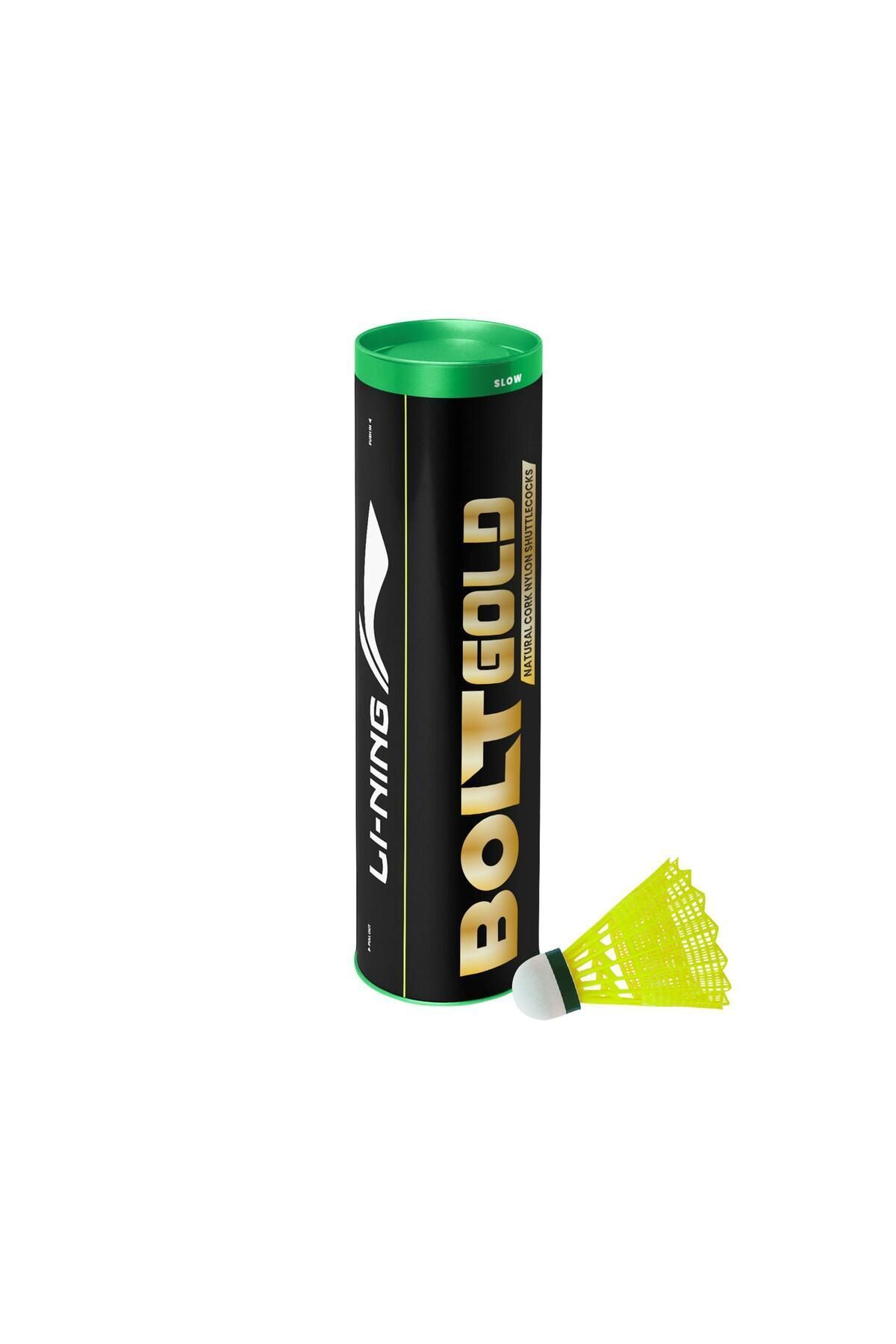 Li-Ning-Bolt Gold Nylon Badminton Shuttlecock | Yellow | Slow Speed | Natural Cork Base 1