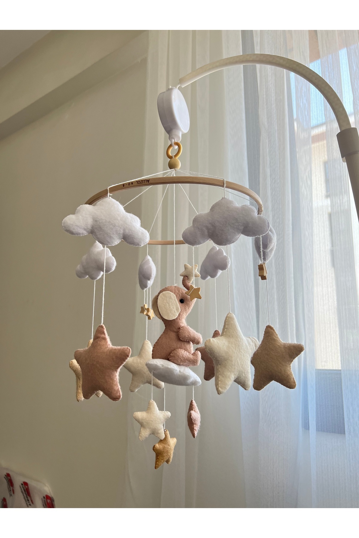 SefDen Lazer Kesim Atölyesi (MÜZİKLİ) Beşik Dönencesi Beşik Süsü Doğal Bebek Oyuncağı Anne Yanı fotoğrafı 3 (önizleme)