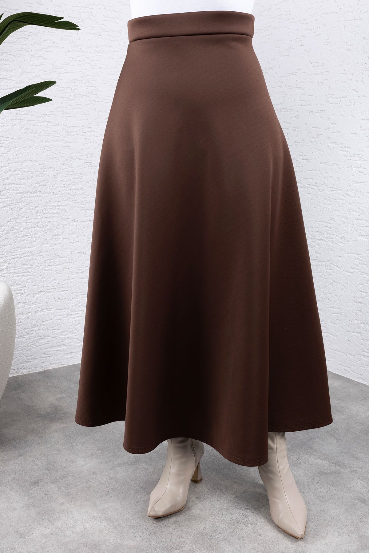 Tesettür Dünyası-Bitter Brown Scuba Skirt - Tsd 240941 3