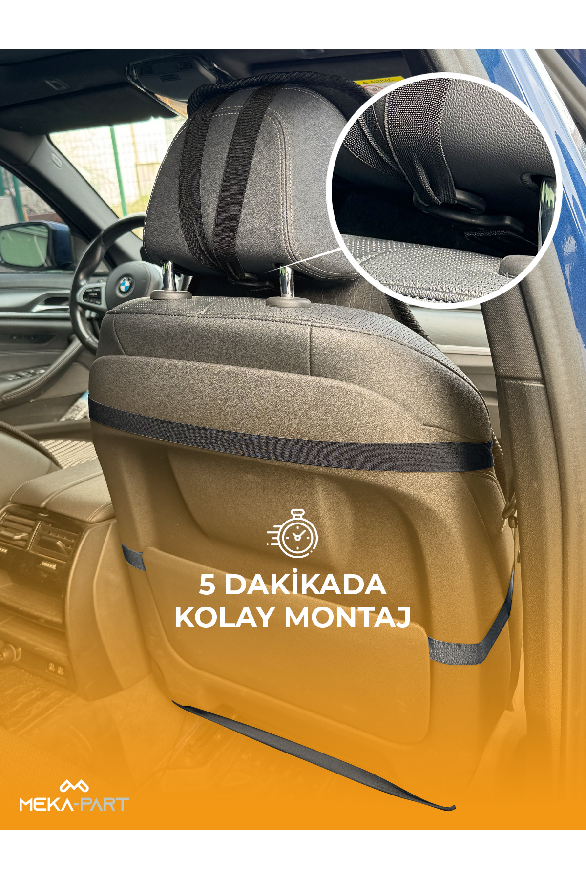 TREND Meka Part Oto Koltuk Koruyucu Kılıf 5 Parça Universal Bej 2+3 %100 Pamuk fotoğrafı 4 (önizleme)