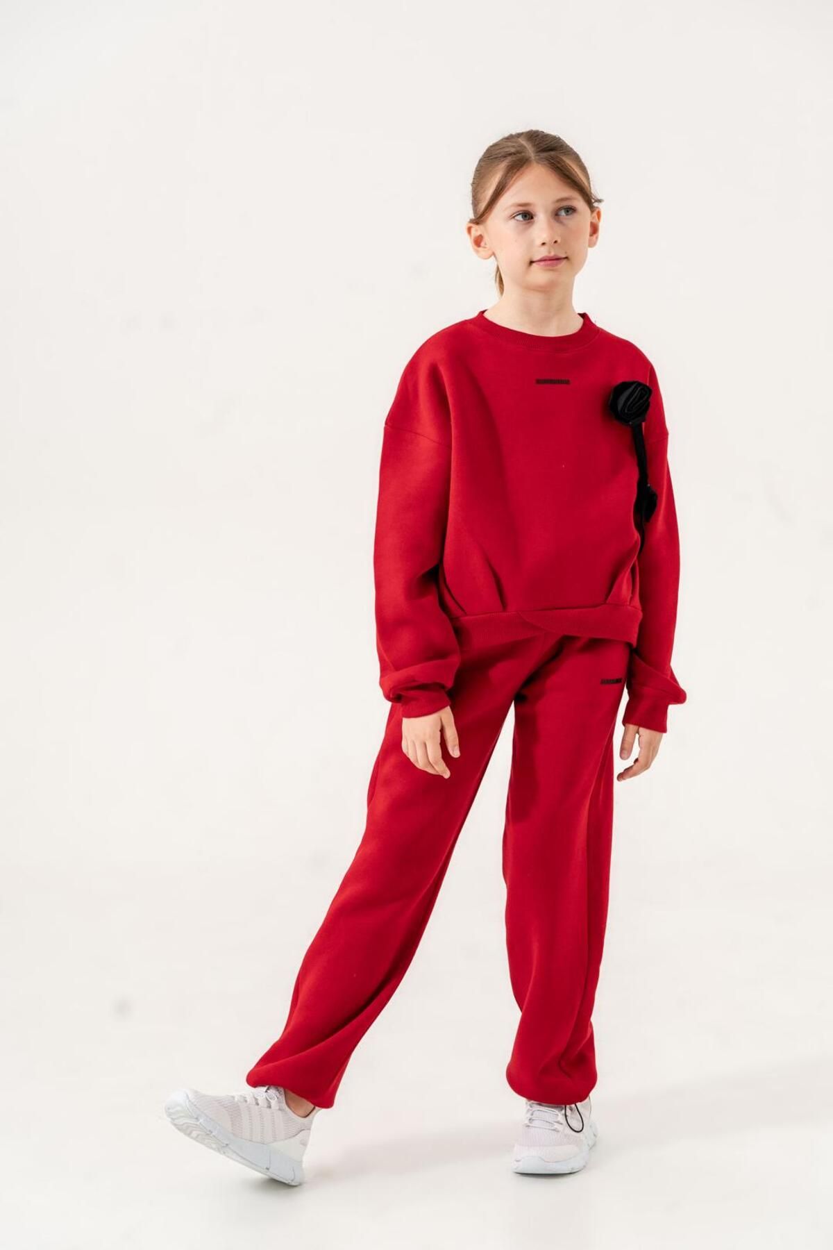 GİYİCEM-Girl's Floral Tracksuit Set 4