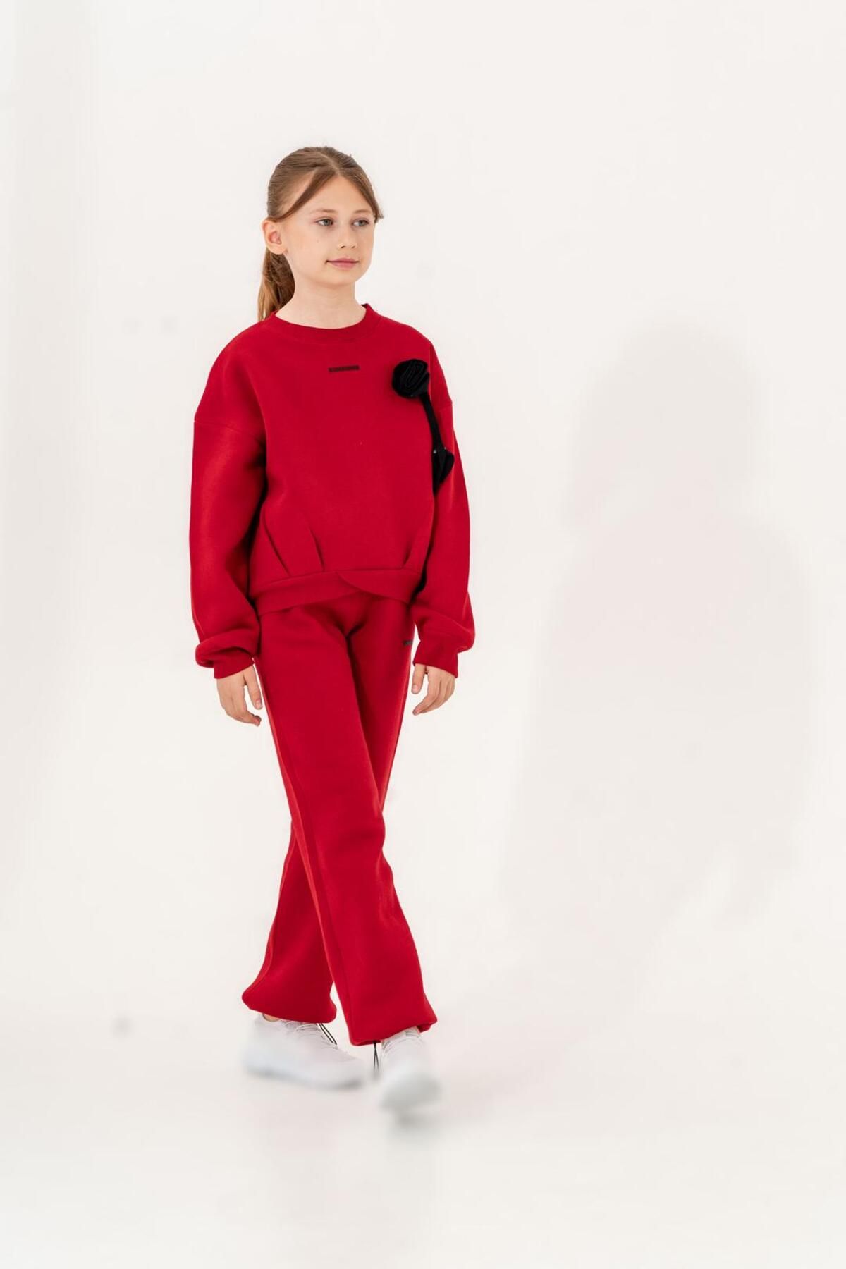 GİYİCEM-Girl's Floral Tracksuit Set 5