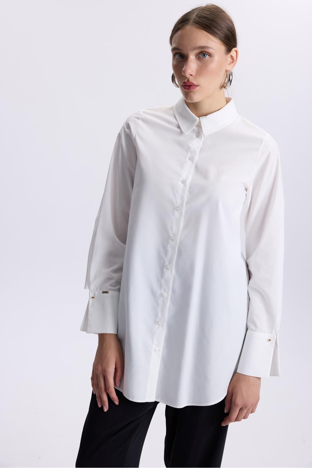 Zühre-White Poplin Tunic - Cufflinks, T-1506 1