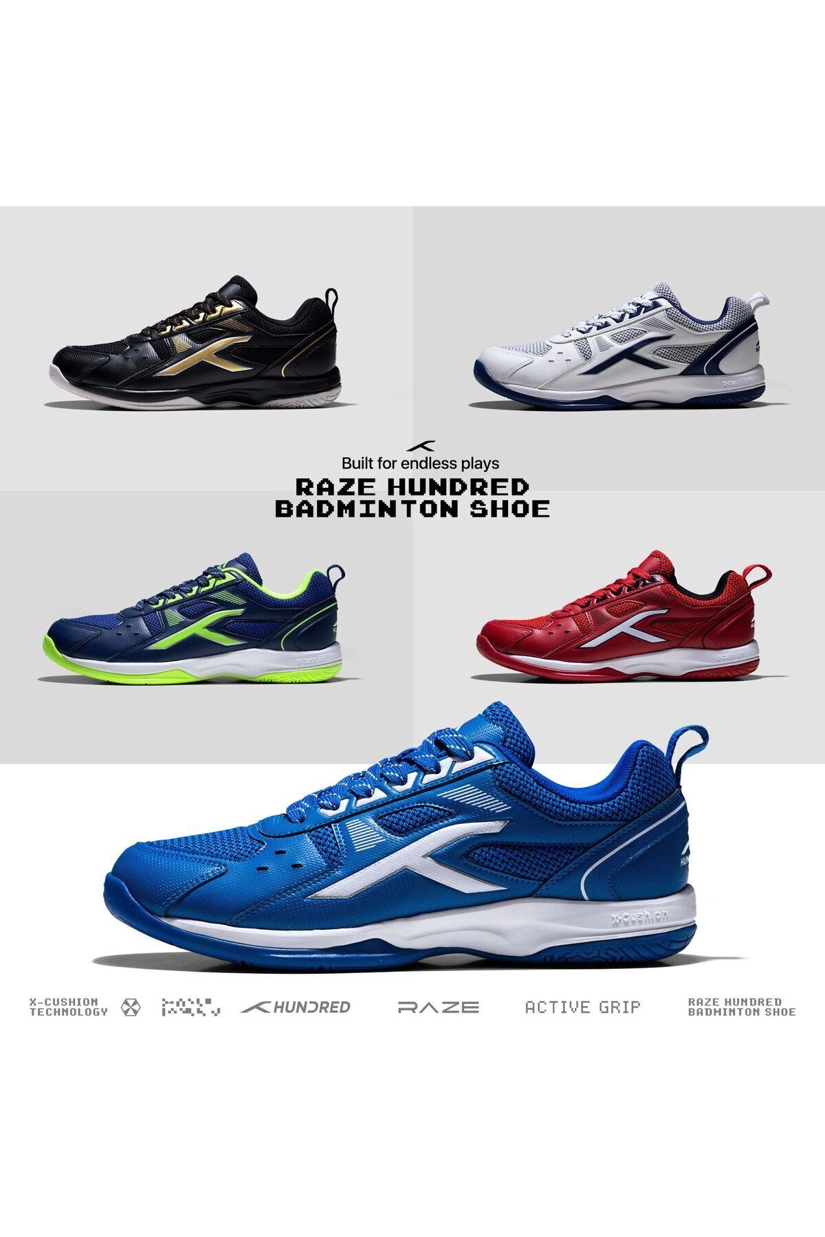 Hundred-Raze Badminton Shoes | Black/gold | Polyester Upper | Rubber Sole | Indoor Sports 6