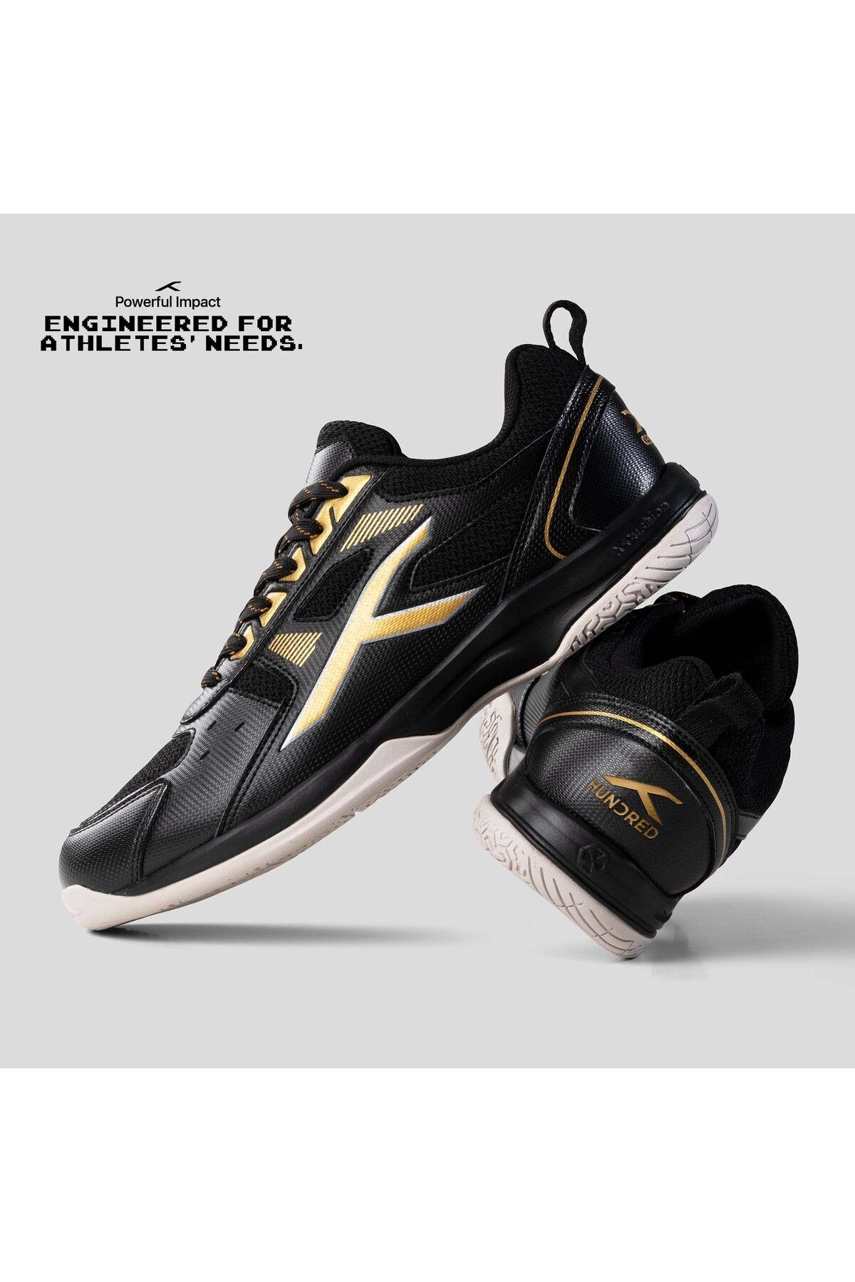 Hundred-Raze Badminton Shoes | Black/gold | Polyester Upper | Rubber Sole | Indoor Sports 3