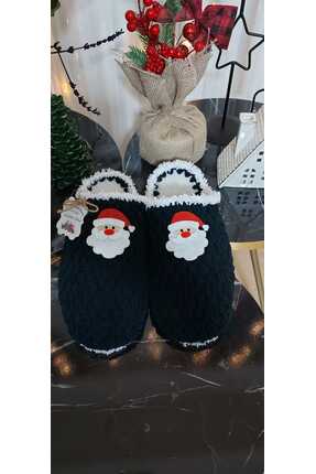 Pembe Portakal Yeni yıl temalı örgü ev terliği