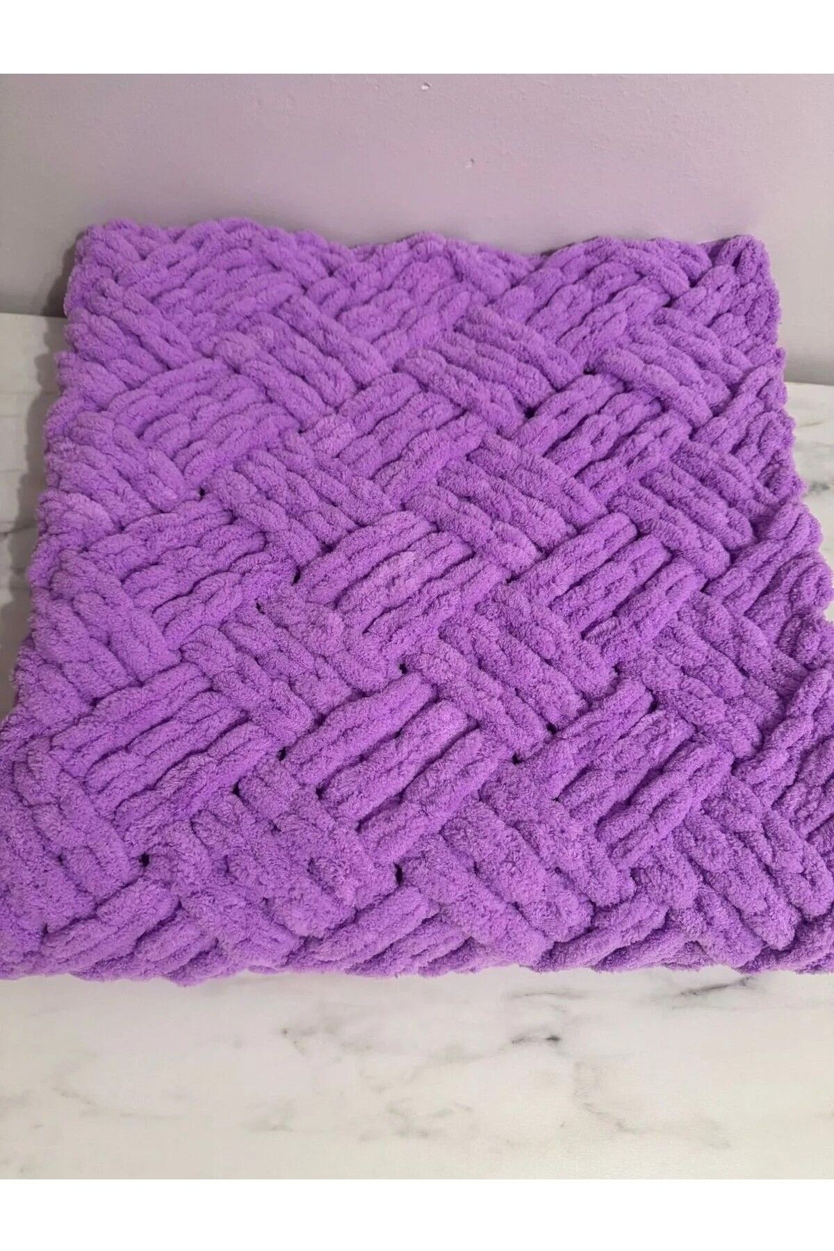 MERUT STYLE HAYATINI RENKLENDİR-Alize Puffy Baby Blanket - Hand Knitted with Orchid Cube Candy 3