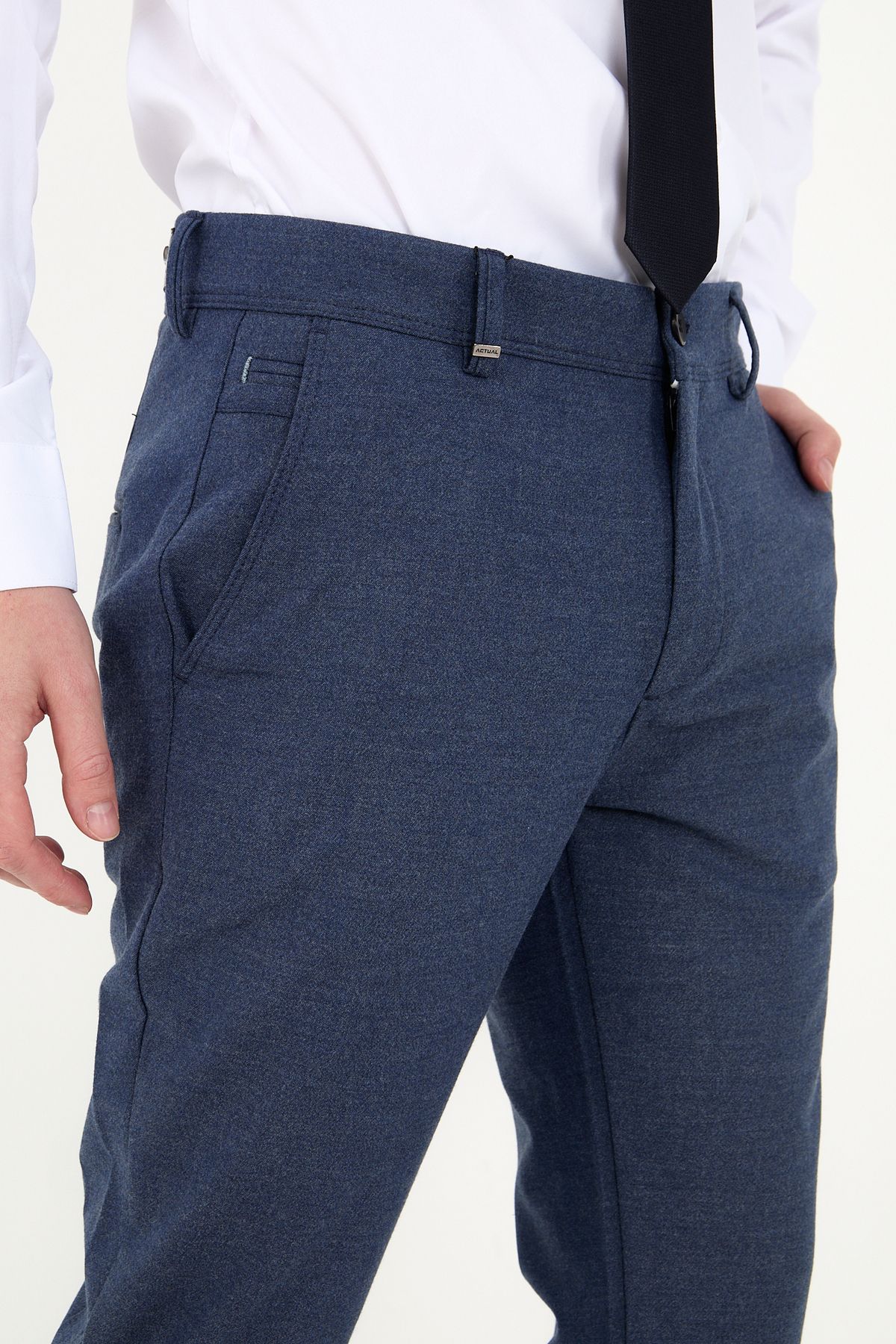 ACTUAL-Indigo Men's Slim Fit Trousers - 1405 3