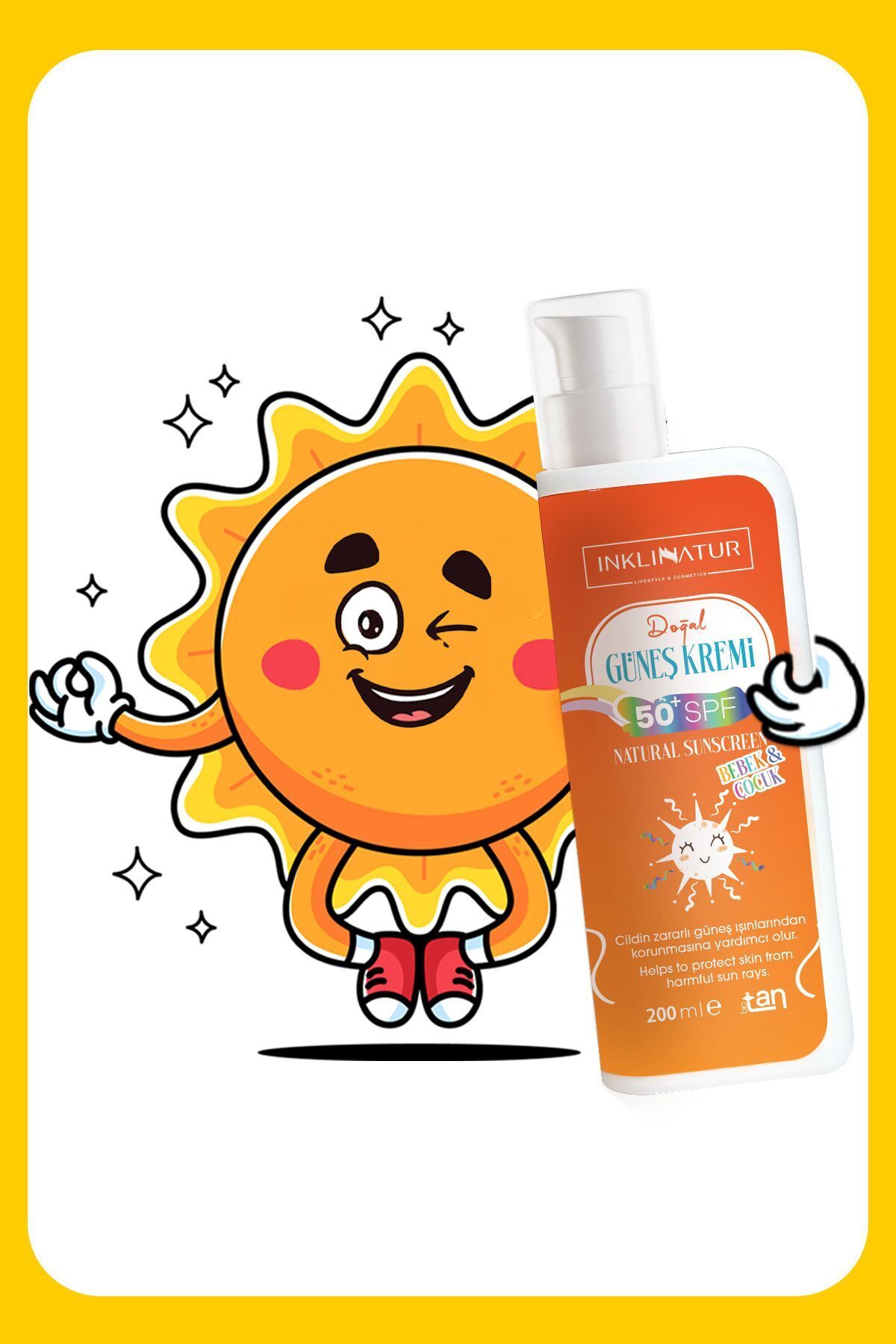 INKLINATUR LIFESTYLE & COSMETICS Doğal Güneş Kremi 200ml 50+ SPF / Bebek & Çocuk fotoğrafı 4 (önizleme)