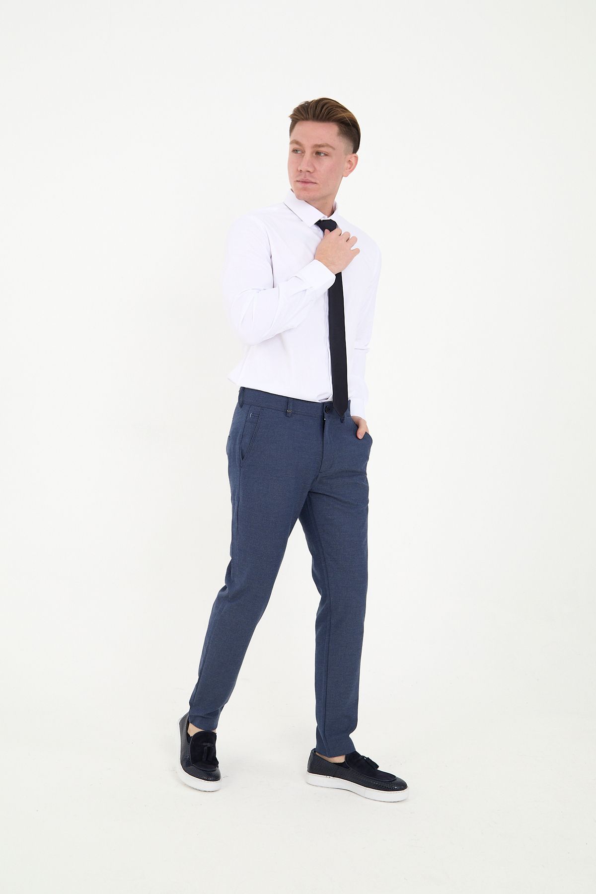 ACTUAL-Indigo Men's Slim Fit Trousers - 1405 1