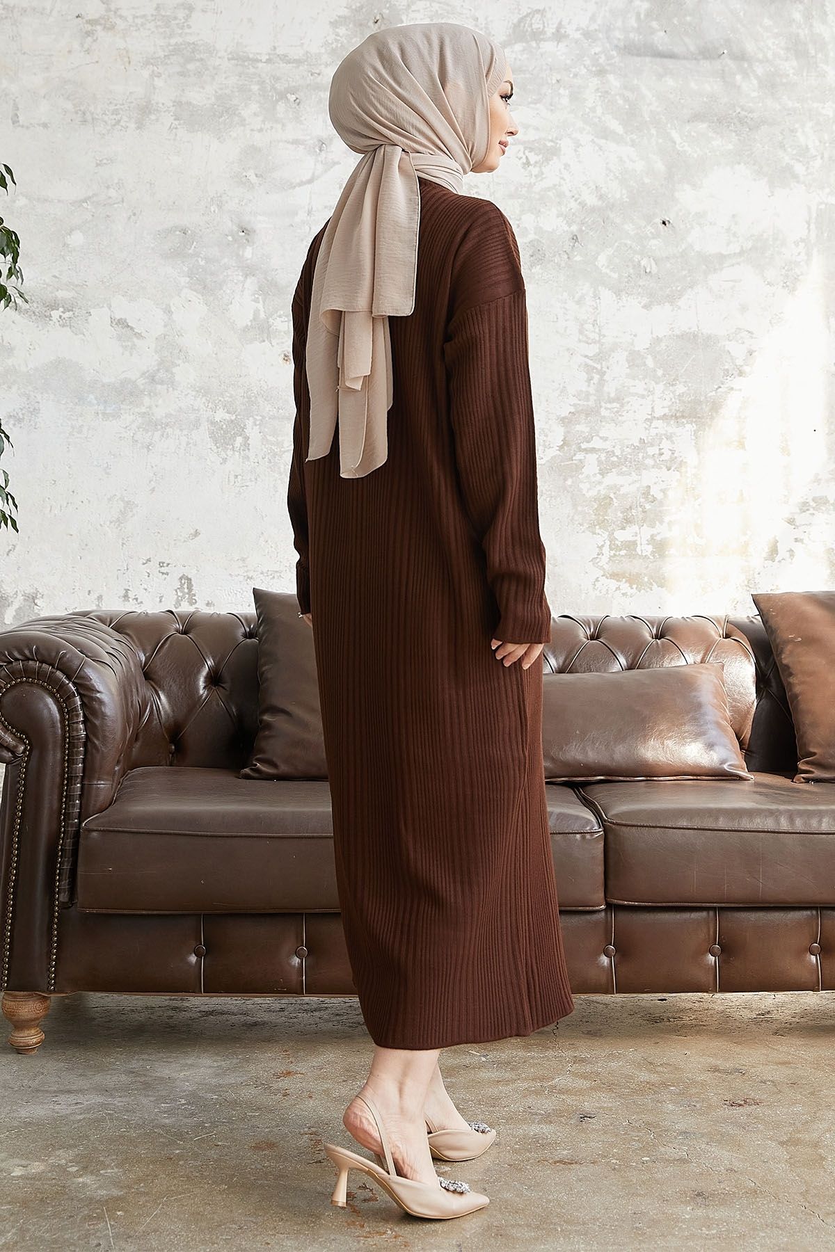 InStyle-Arissa Turtleneck Long Knitwear Dress - Bitter Brown 5