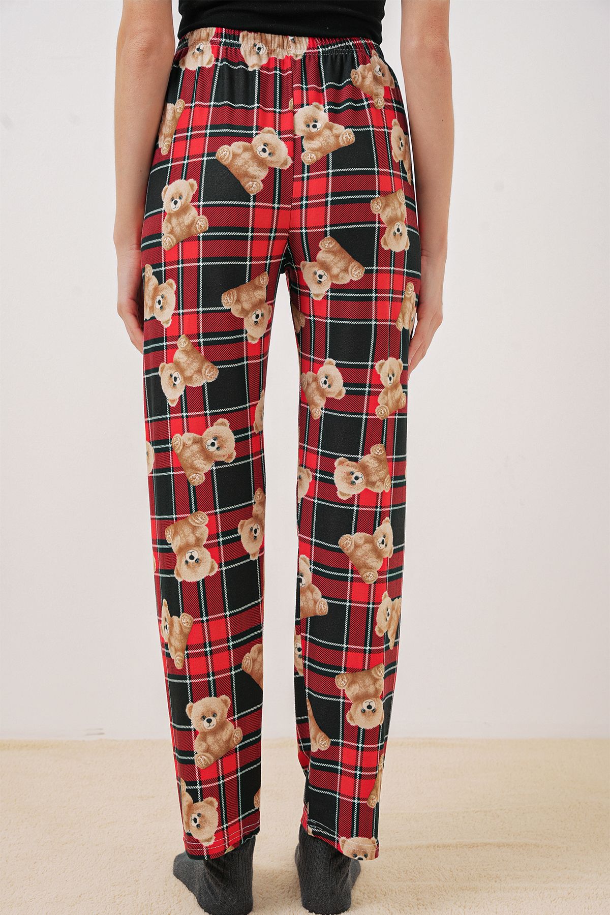 Bigdart-4323 Patterned Pajama Bottoms - B.Red 6