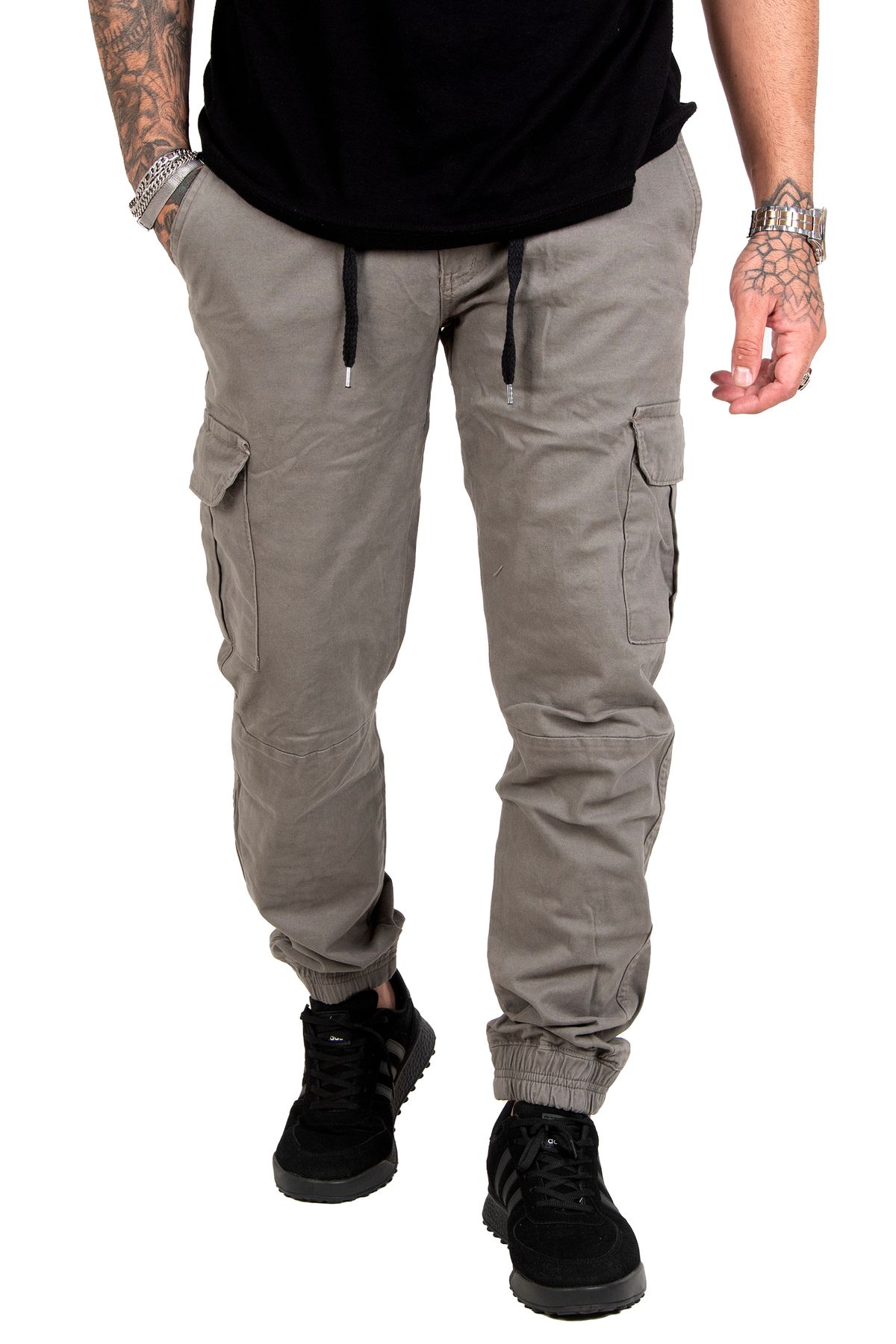 DeepSEA-Men's Water Green Cargo Pants with Elastic Waist 1601569 1