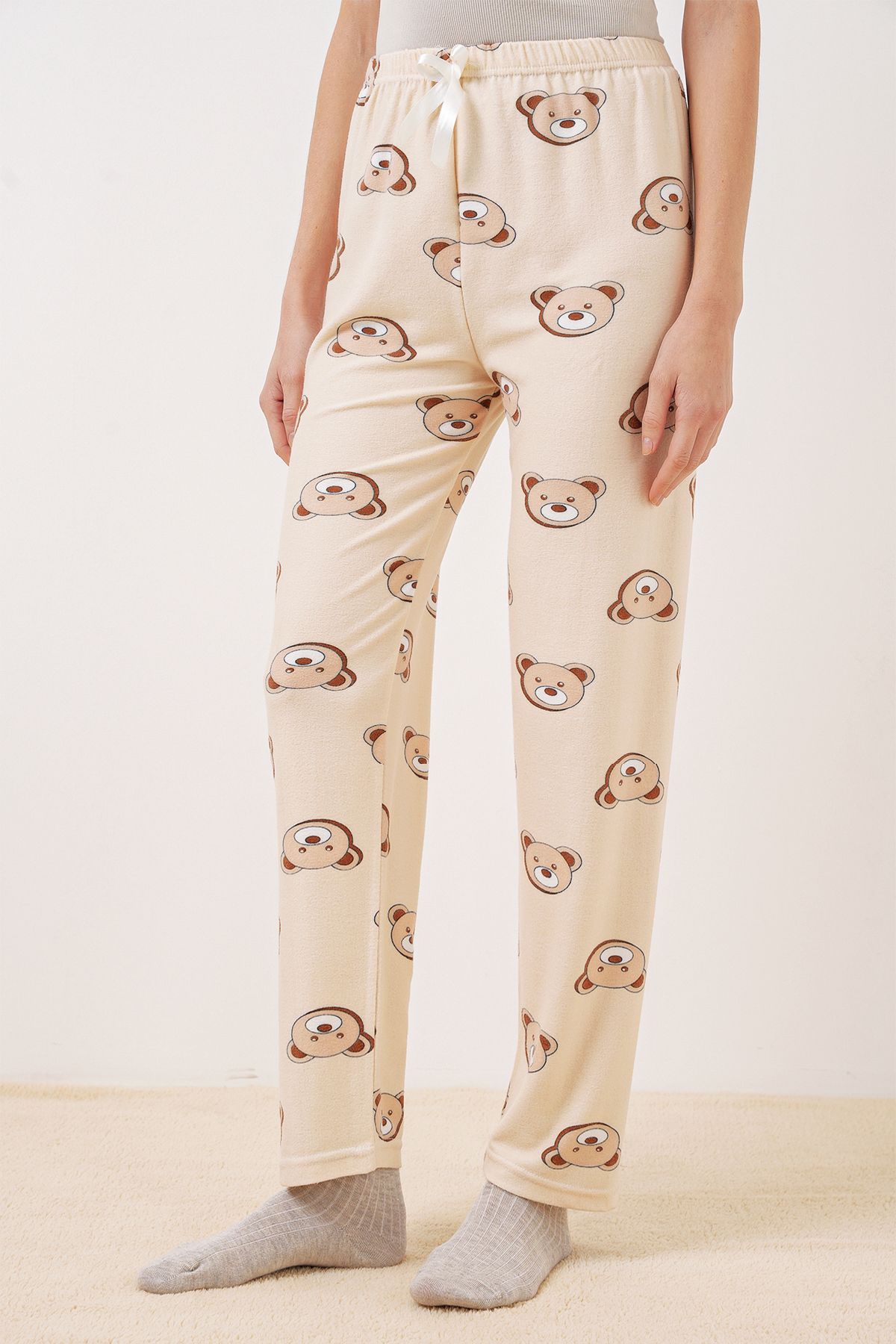 Bigdart-4323 Model Patterned Pajama Bottom - Cream 5