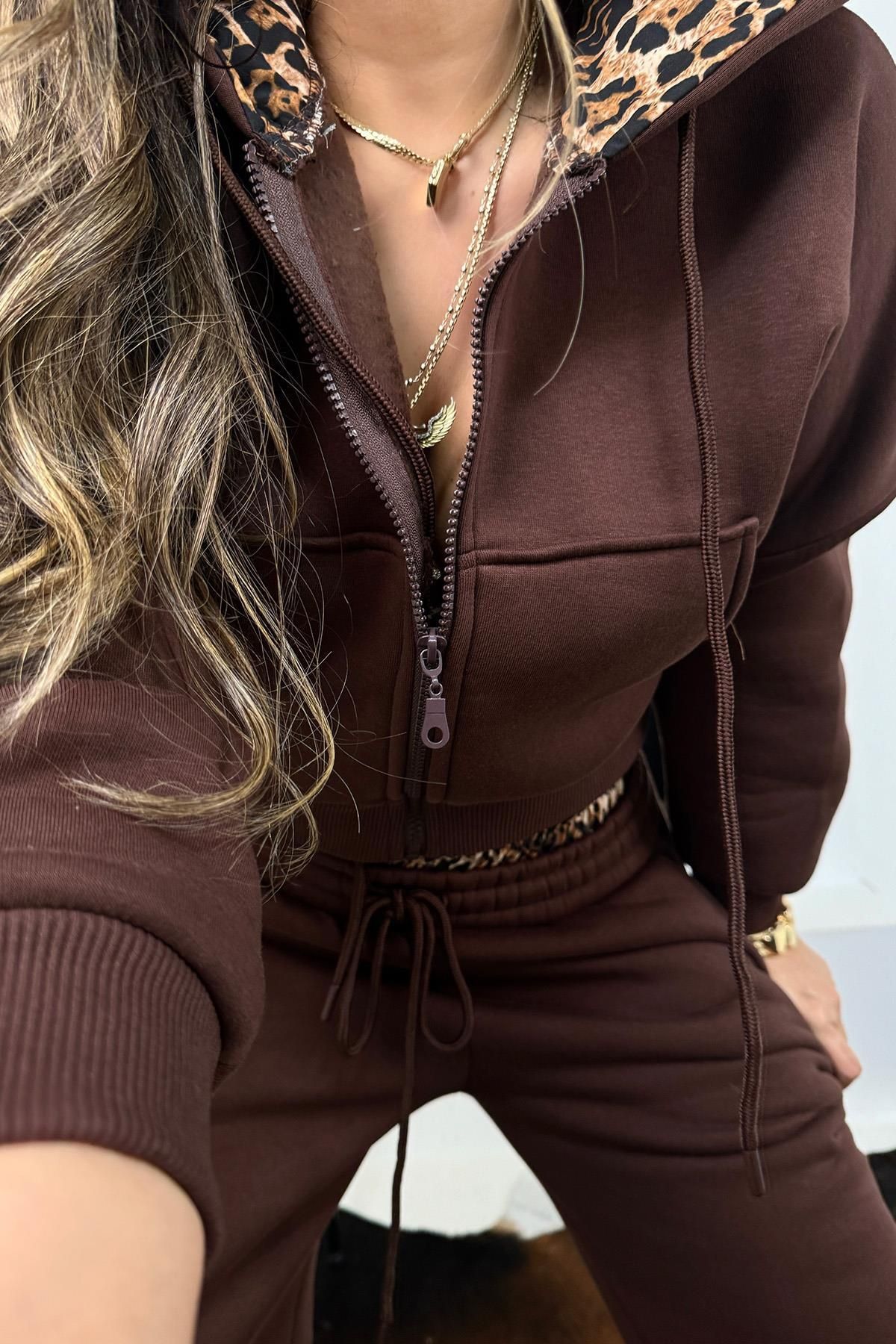 Sohotique By P-Bitter Brown Leopard Print Tracksuit Set 3