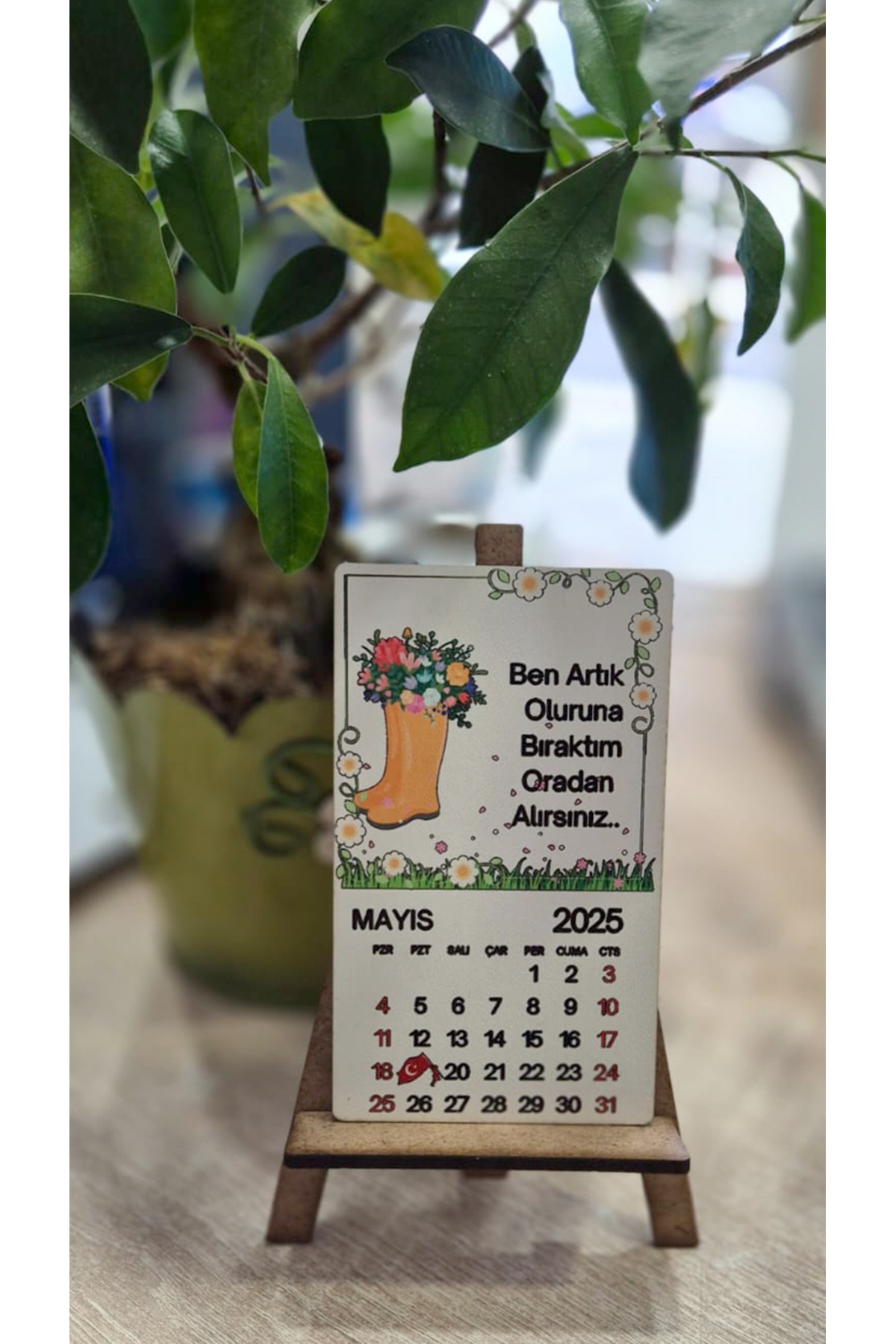 Ahşap Motto Masa Üstü Mini Takvim 2