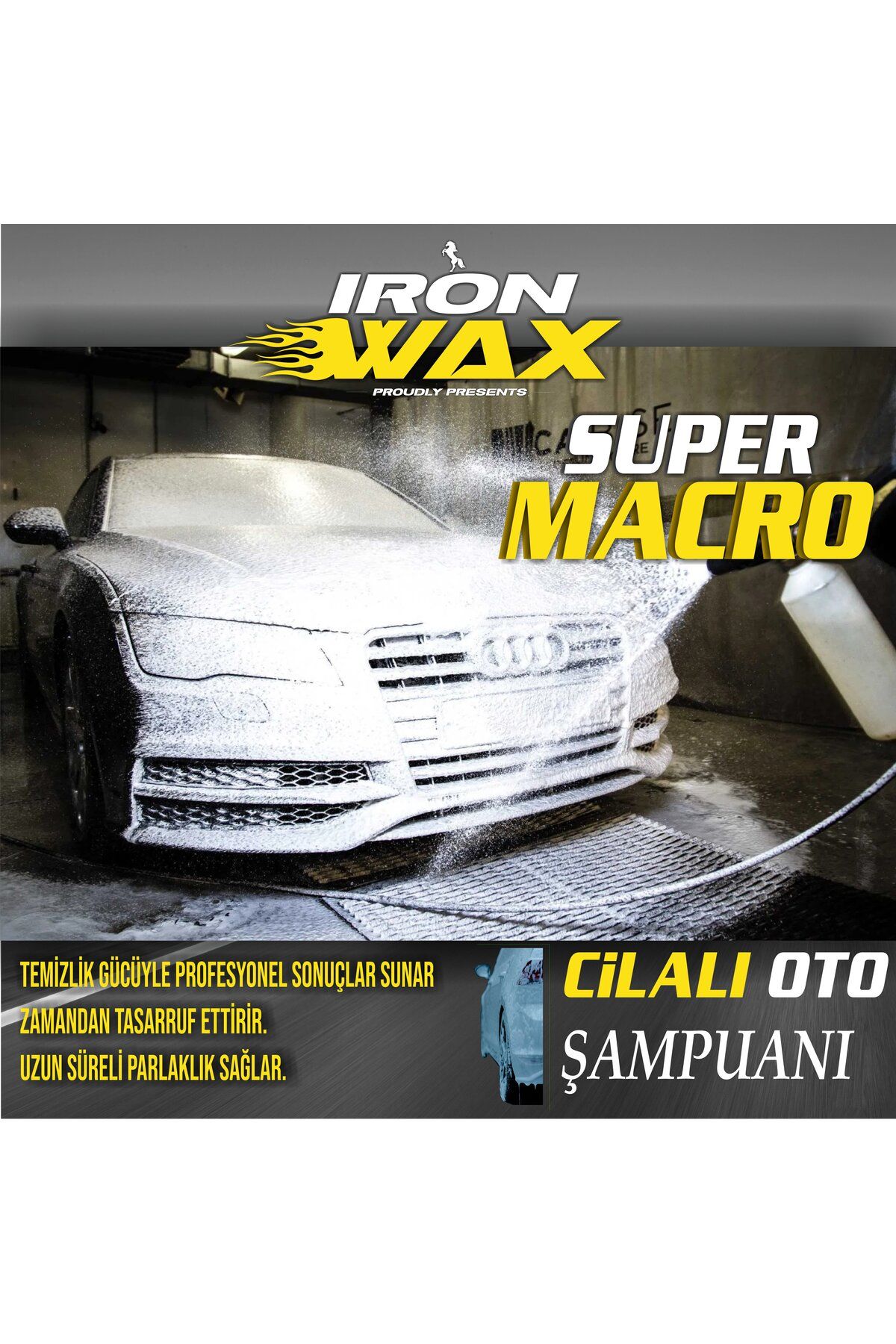 İron Wax IRON WAX SUPER MACRO TIR  -  KÜÇÜK ARAÇ Fırçasız ve cilalı   yıkama şampuanı 22 KG         1/90 LT