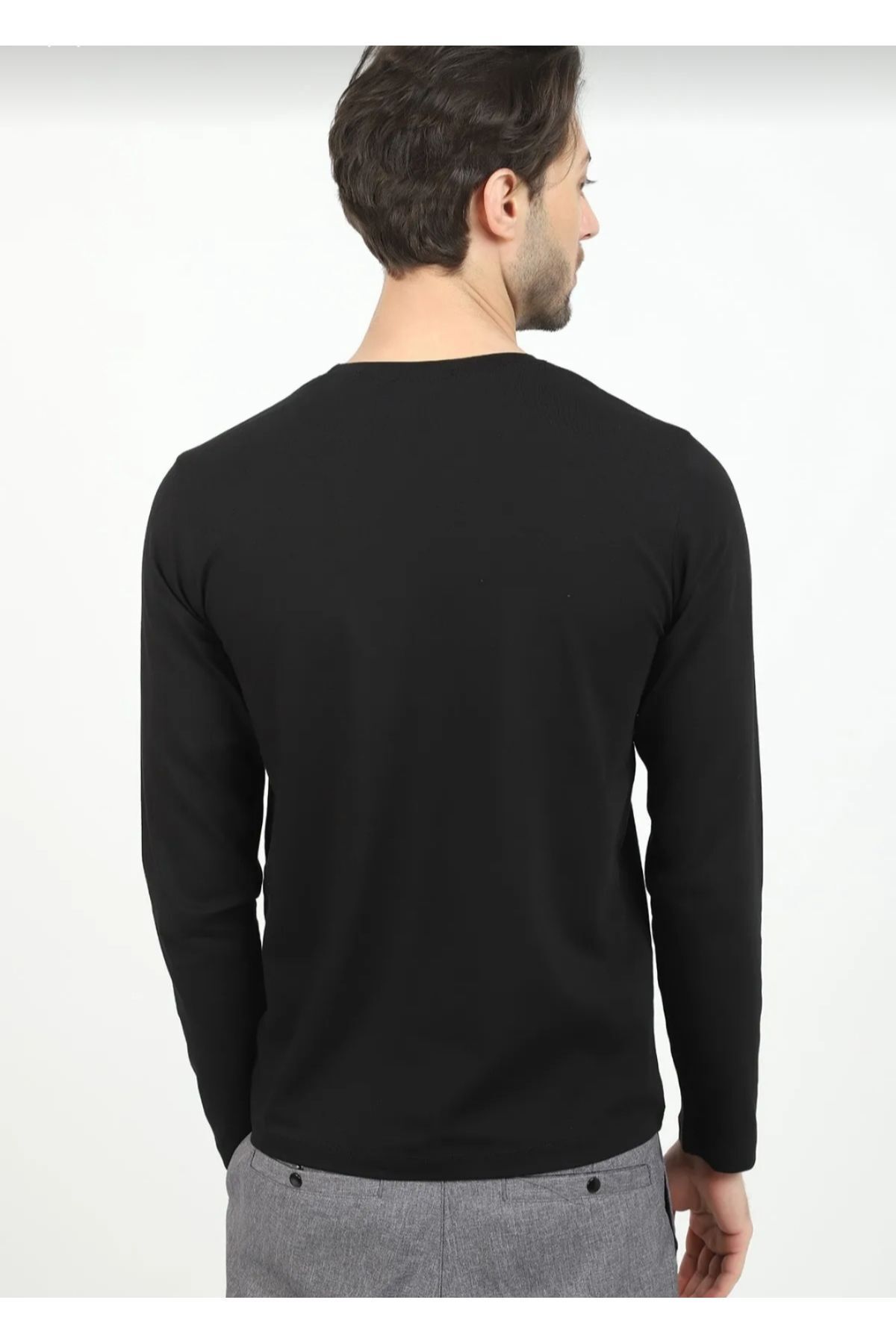 MCN-Men's Long Sleeve 100% Cotton Elastin Slim Fit Badi 5