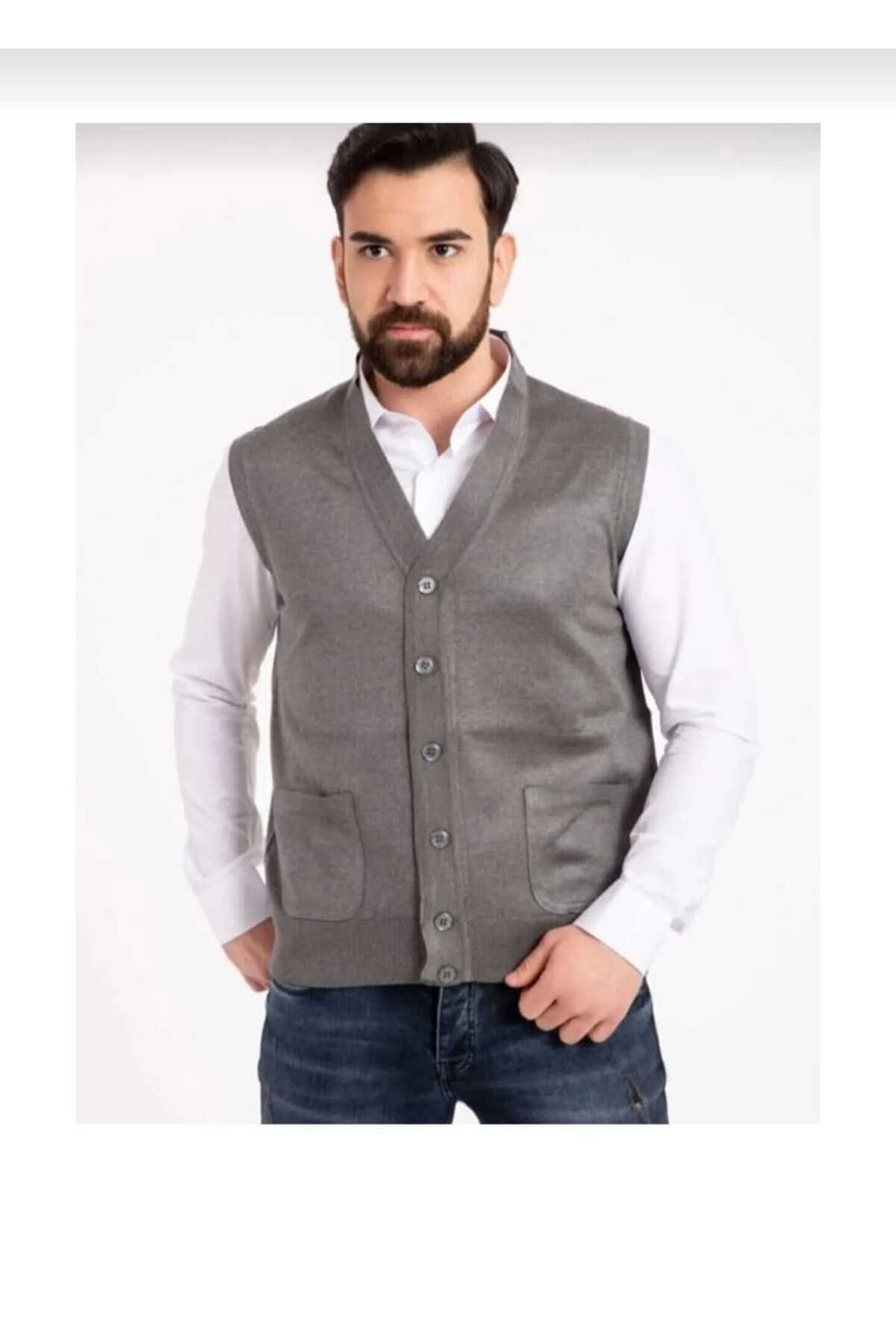 MERY FASHİON-Men's Seasonal Wool Knitwear Dad Vest 1