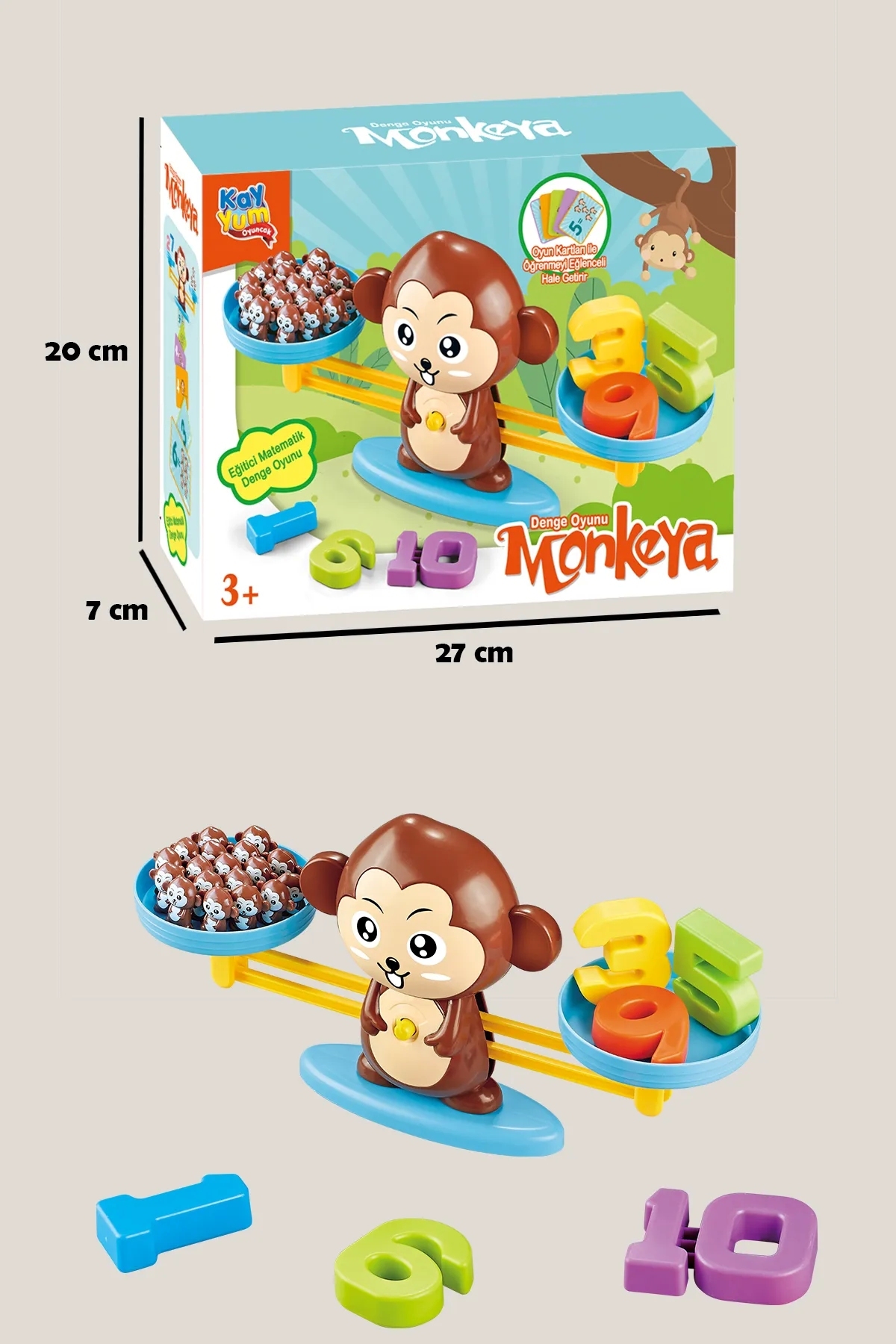Doğan Oyuncak Dünyası Eğitici Maymun Denge Oyunu - İşlem Kartlı Matematik Öğretici Oyun Seti - Eğitici Matematik Oyunu - A fotoğrafı 6 (önizleme)