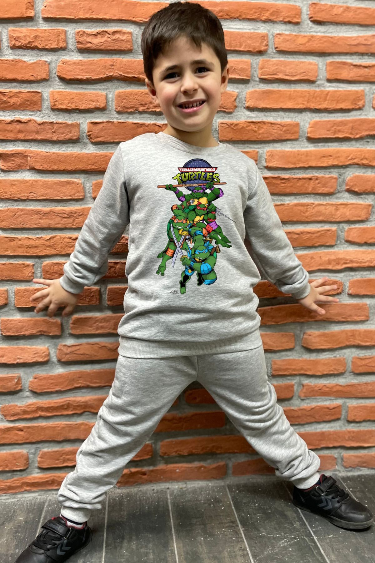 endudu-Ninja Turtles Printed Stripe Flim Character Children's 2-Piece Bottom Top Suit 100% Cotton 4