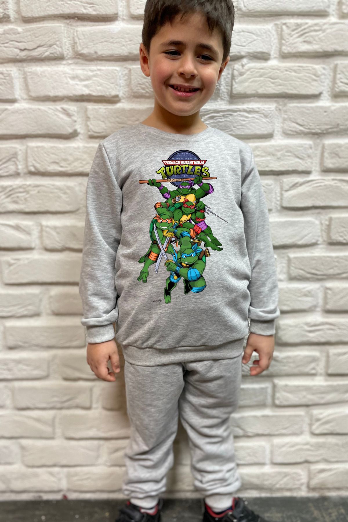 endudu-Ninja Turtles Printed Stripe Flim Character Children's 2-Piece Bottom Top Suit 100% Cotton 3