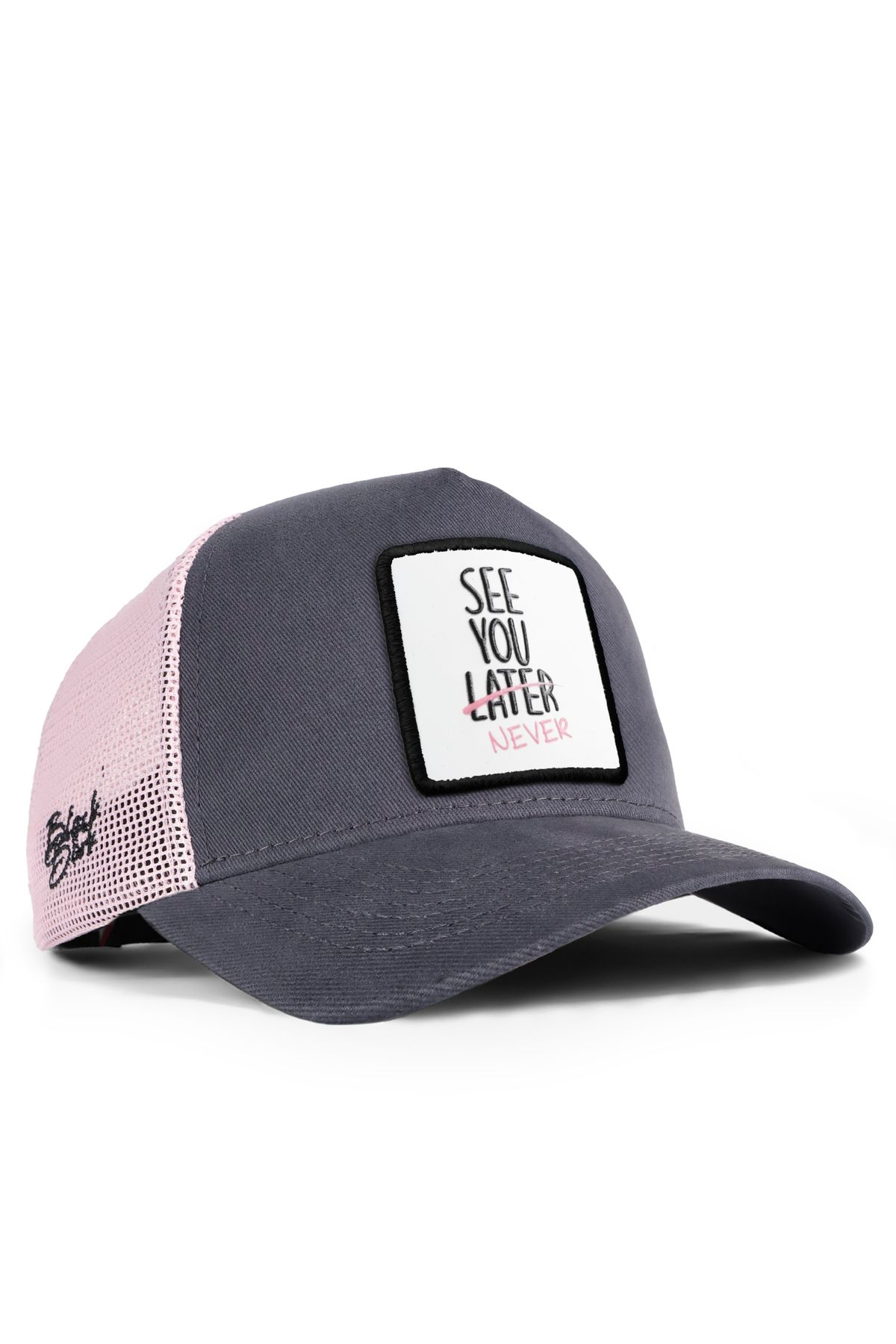 BlackBörk-V1 Trucker See You Later Never - Unisex Anthracite-Pink Hat with 4 Code Logo (Cap) 1