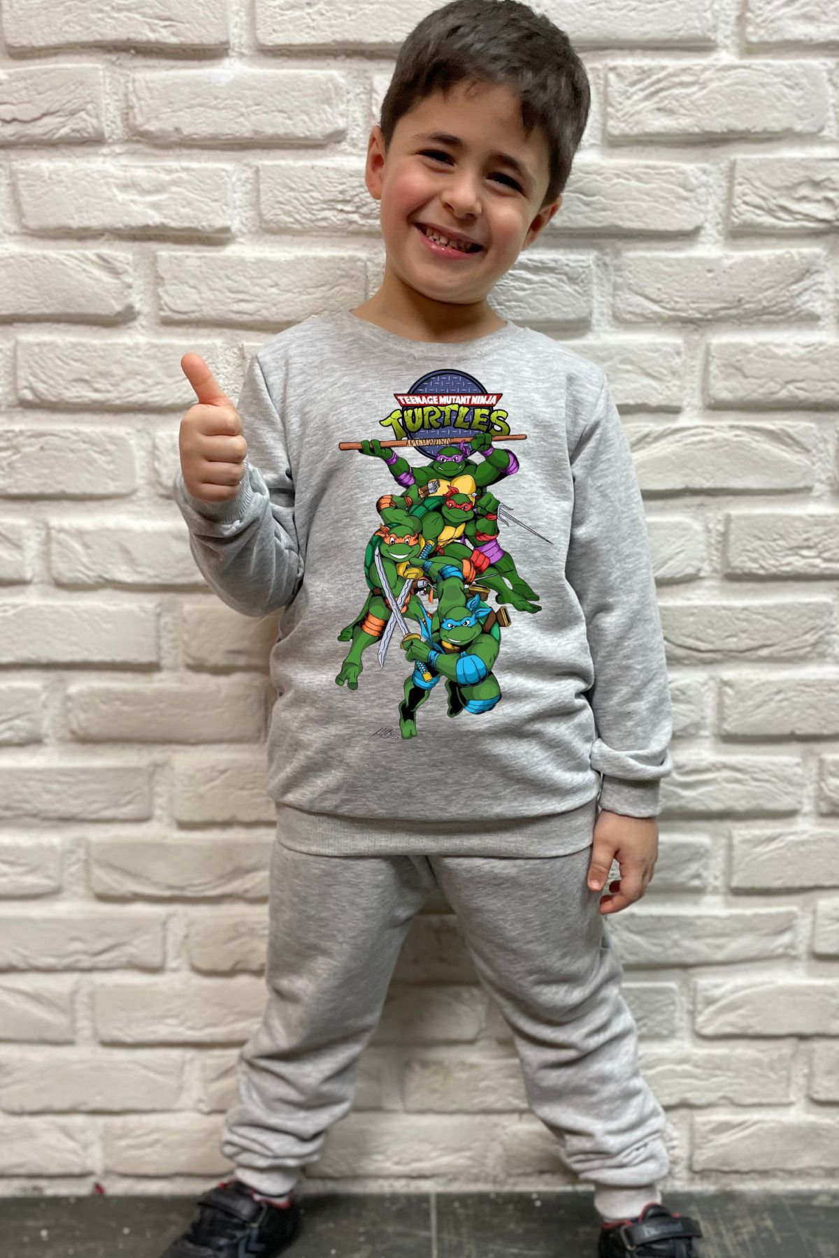 endudu-Ninja Turtles Printed Stripe Flim Character Children's 2-Piece Bottom Top Suit 100% Cotton 2