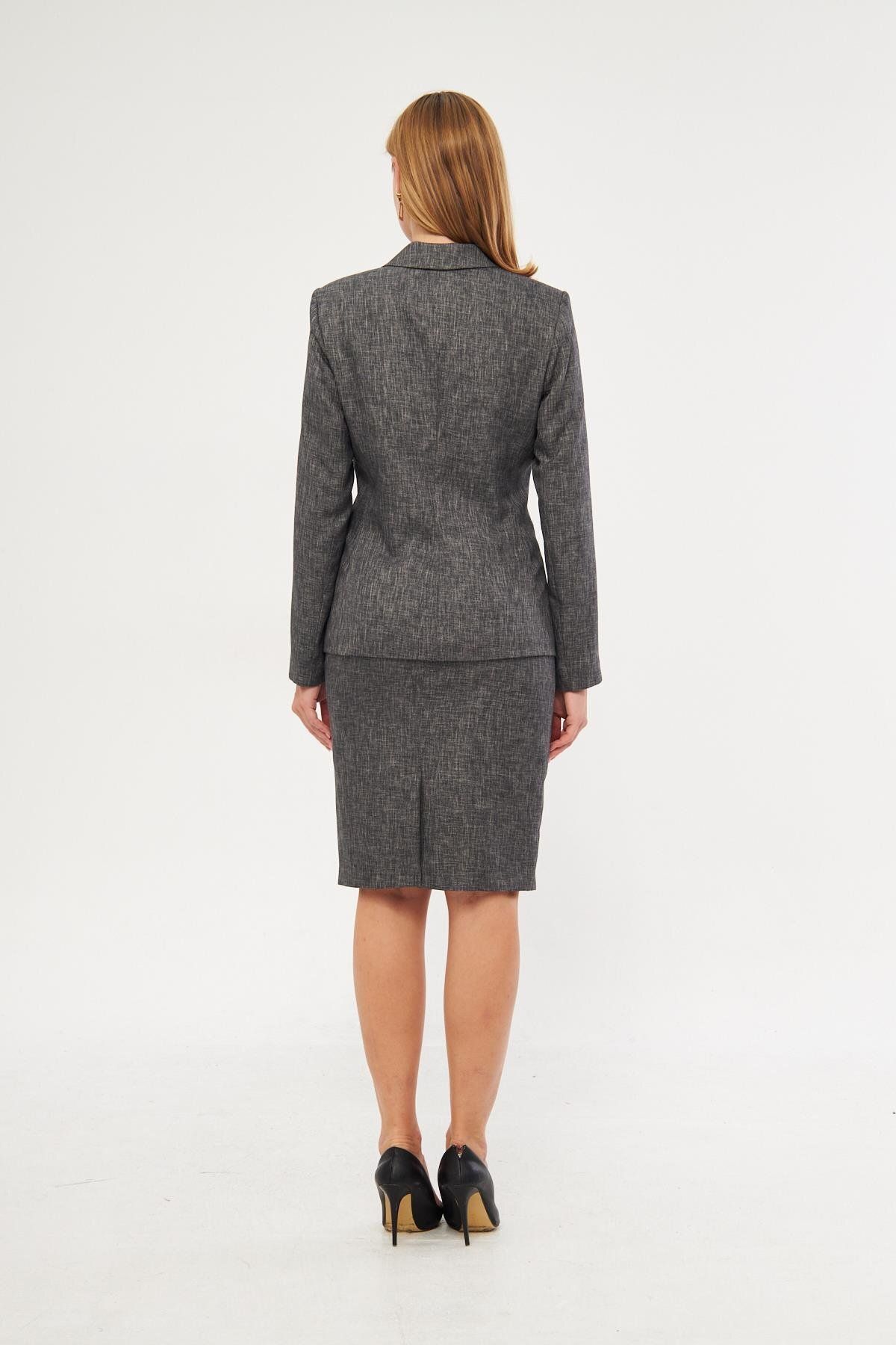 LOVELF-Lilac Set - Gold Button and Wool Effect Skirt 7