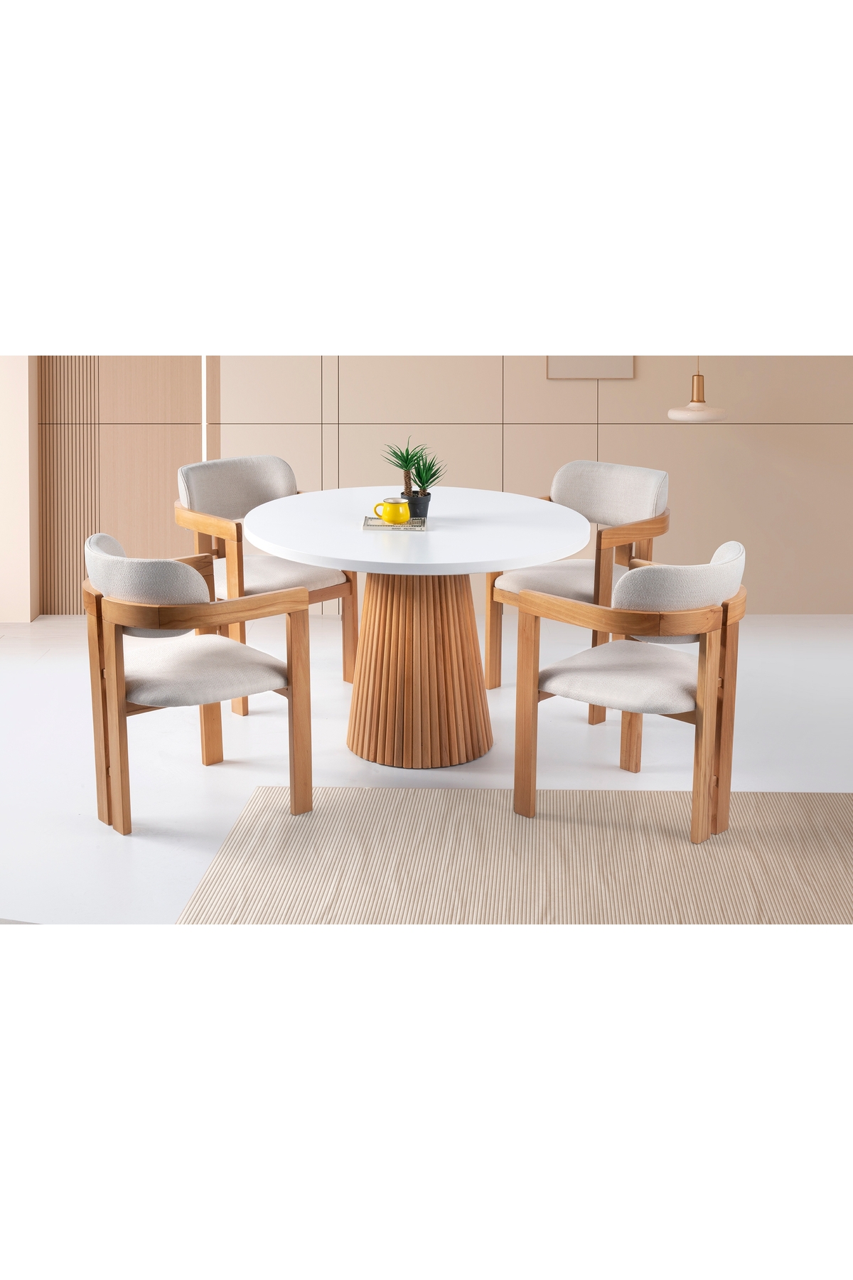 Gazzini furniture Milas Natural Ahşap Bohem Yemek Masası 120x120 ...