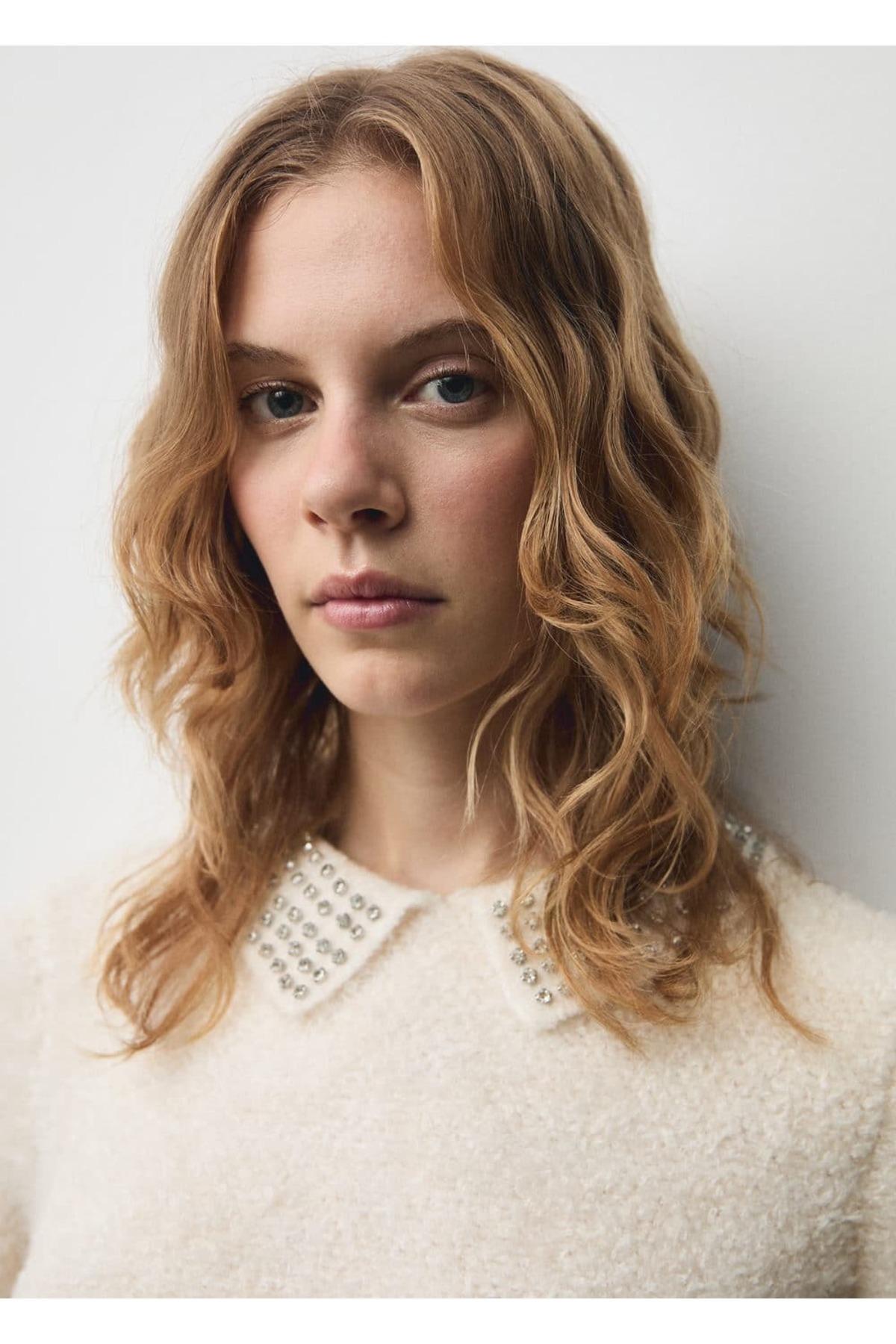 MANGO Woman-Polo Neck Sweater with Stones 6