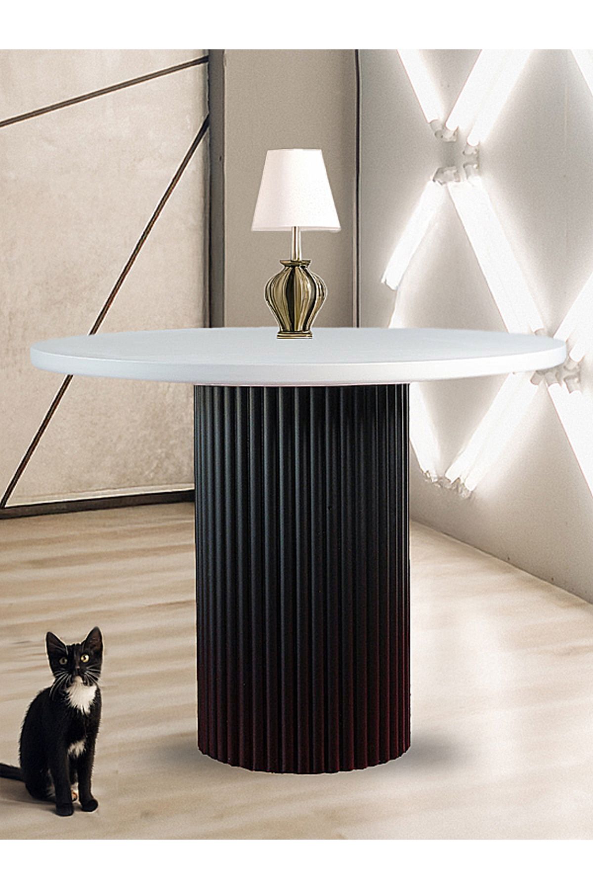Gazzini Furniture Arya Yuvarlak Ahşap Bohem Masa 110x110
