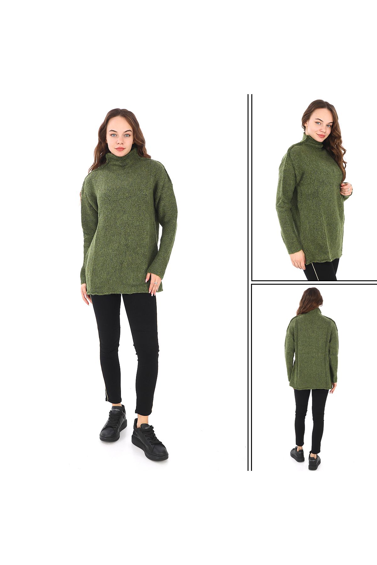 Big Love-Women's Turtleneck Oversize Long Knitwear Sweater 6