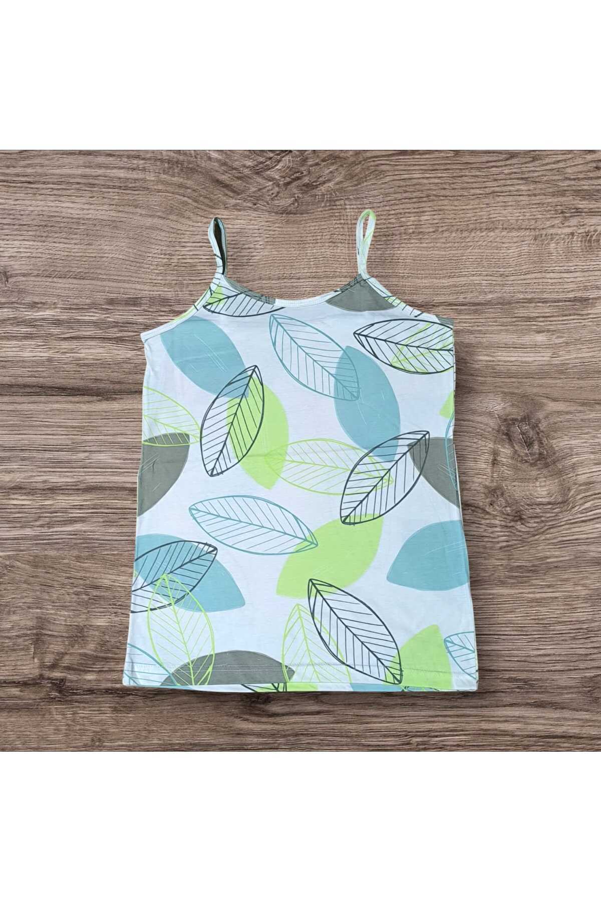 ESTA STORE-White Leaf Patterned Stringed Undershirt 4