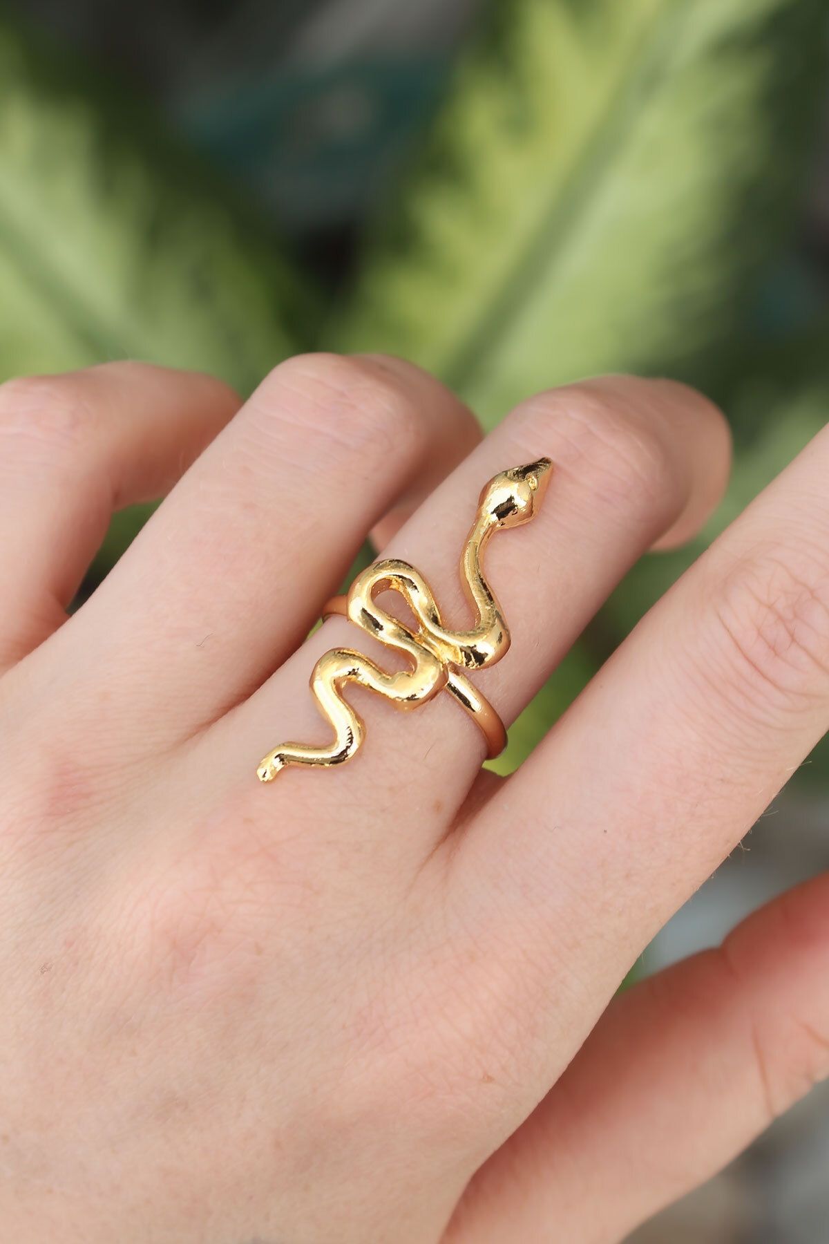 Clariss-Brass Gold Color Adjustable Snake Ring 1