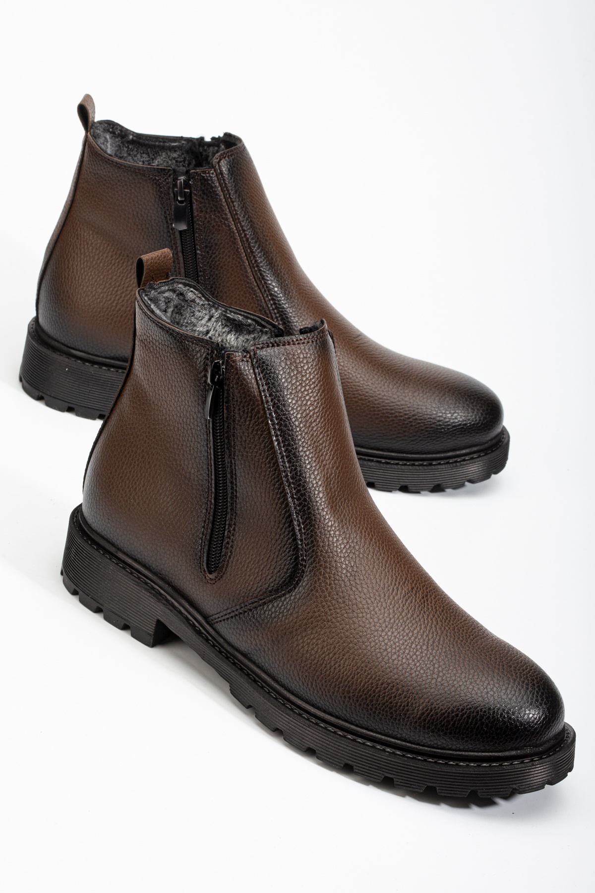 Sanvio Tarzkar  Erkek Kahverengi Rahat Içi Kürklü Soğuk Ve Su Geçirmez Garantili Kauçuk Kaymaz Taban Günlük Bot