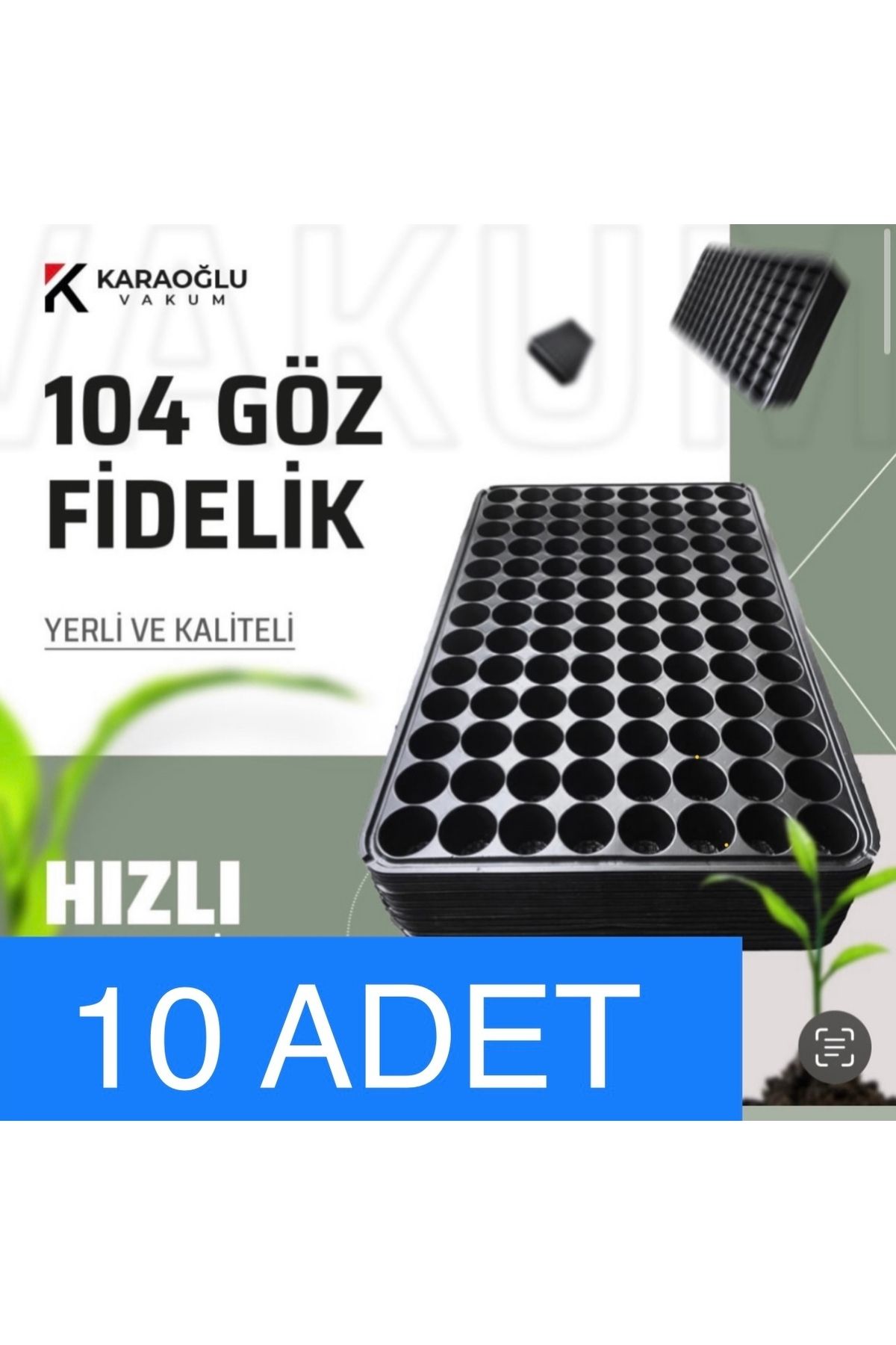 KARAOĞLU VAKUM AMBALAJ Fide Viyol 10 Adet 104 Göz Fide Viyolü Fidelik , Fide Altlığı Tohum Çimlendirme Kabı