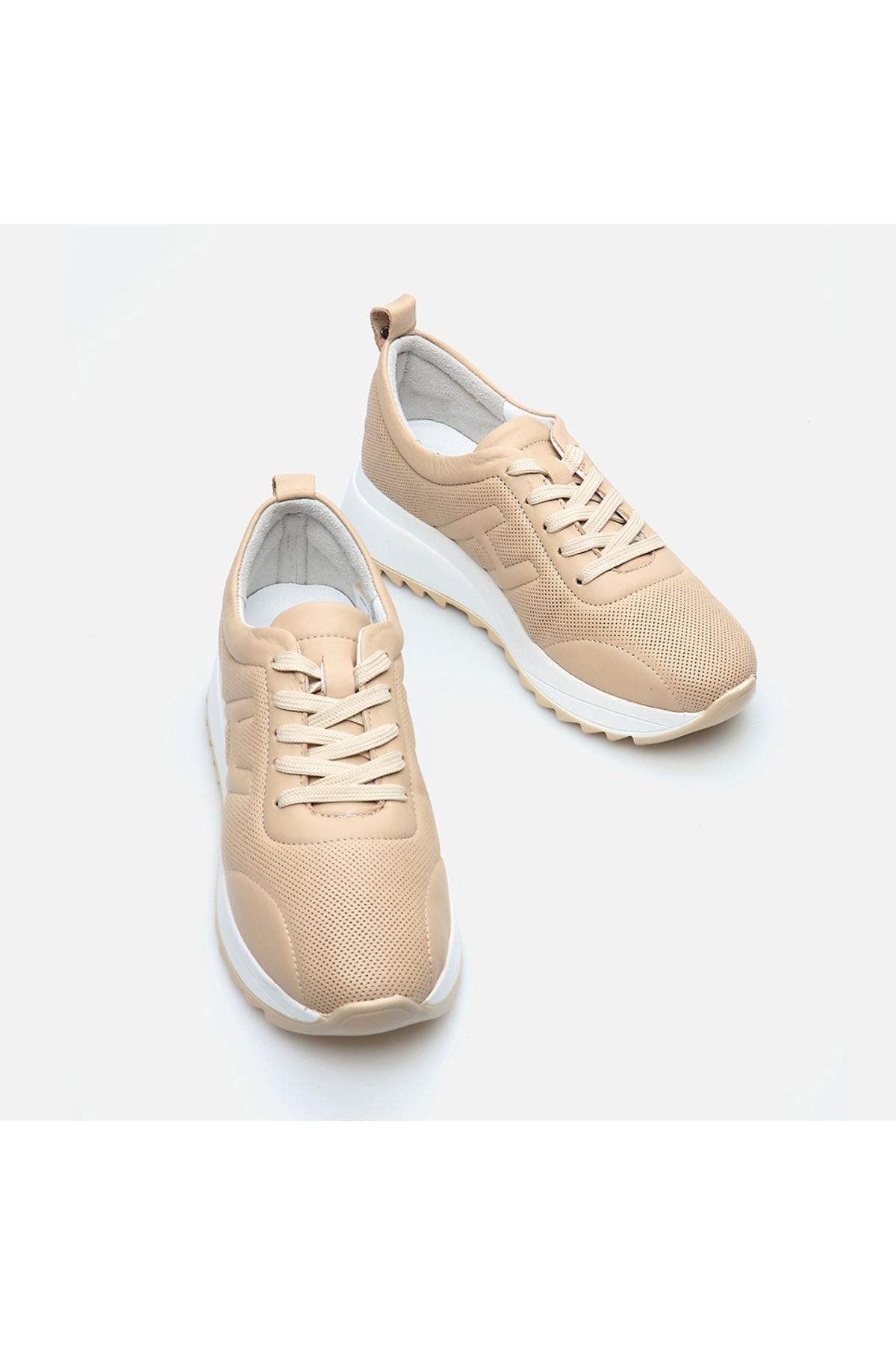 Hotiç-Genuine Leather Beige Women's Sports Shoes 2