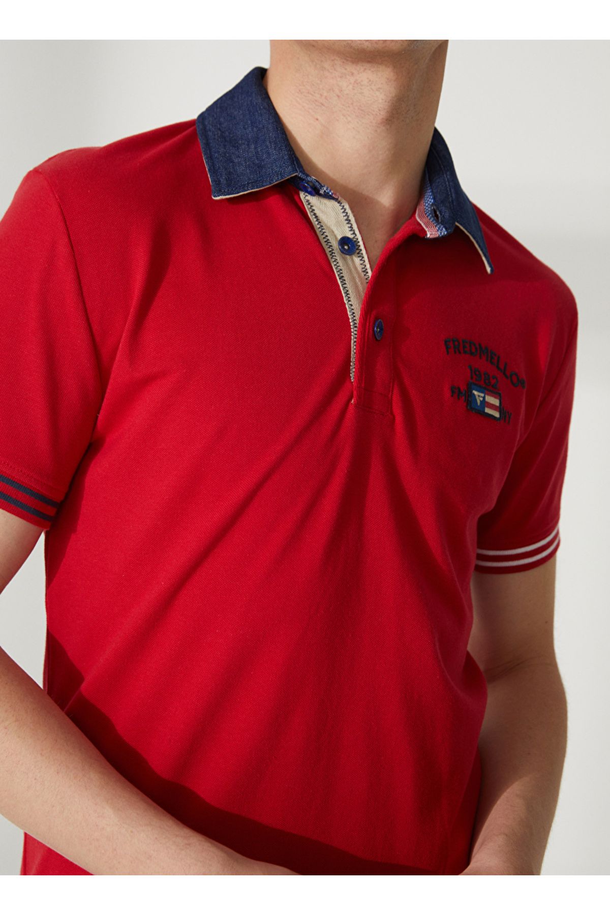 Fred Mello-Red Men's Polo T-Shirt Fm23S23Qcred Size: m 5