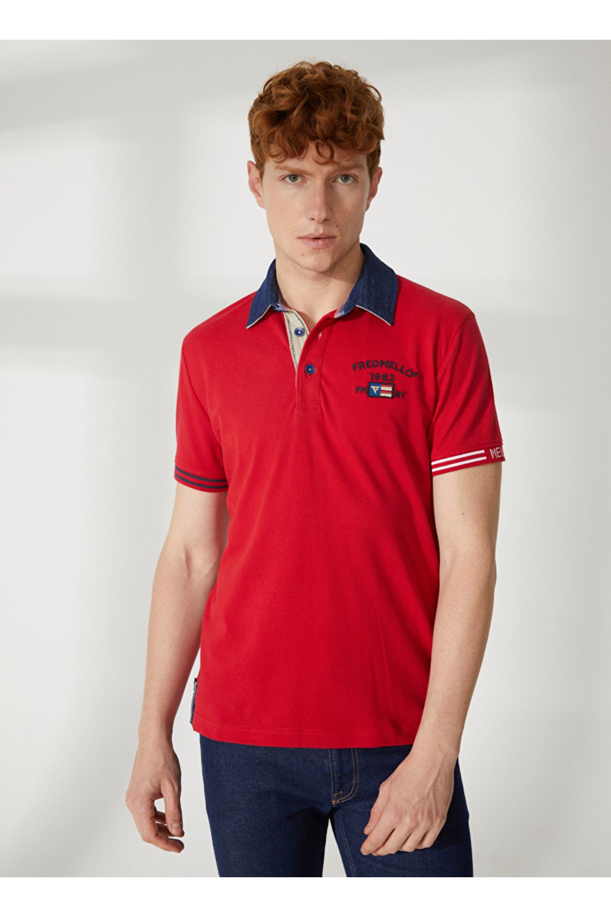 Fred Mello-Red Men's Polo T-Shirt Fm23S23Qcred Size: m 4