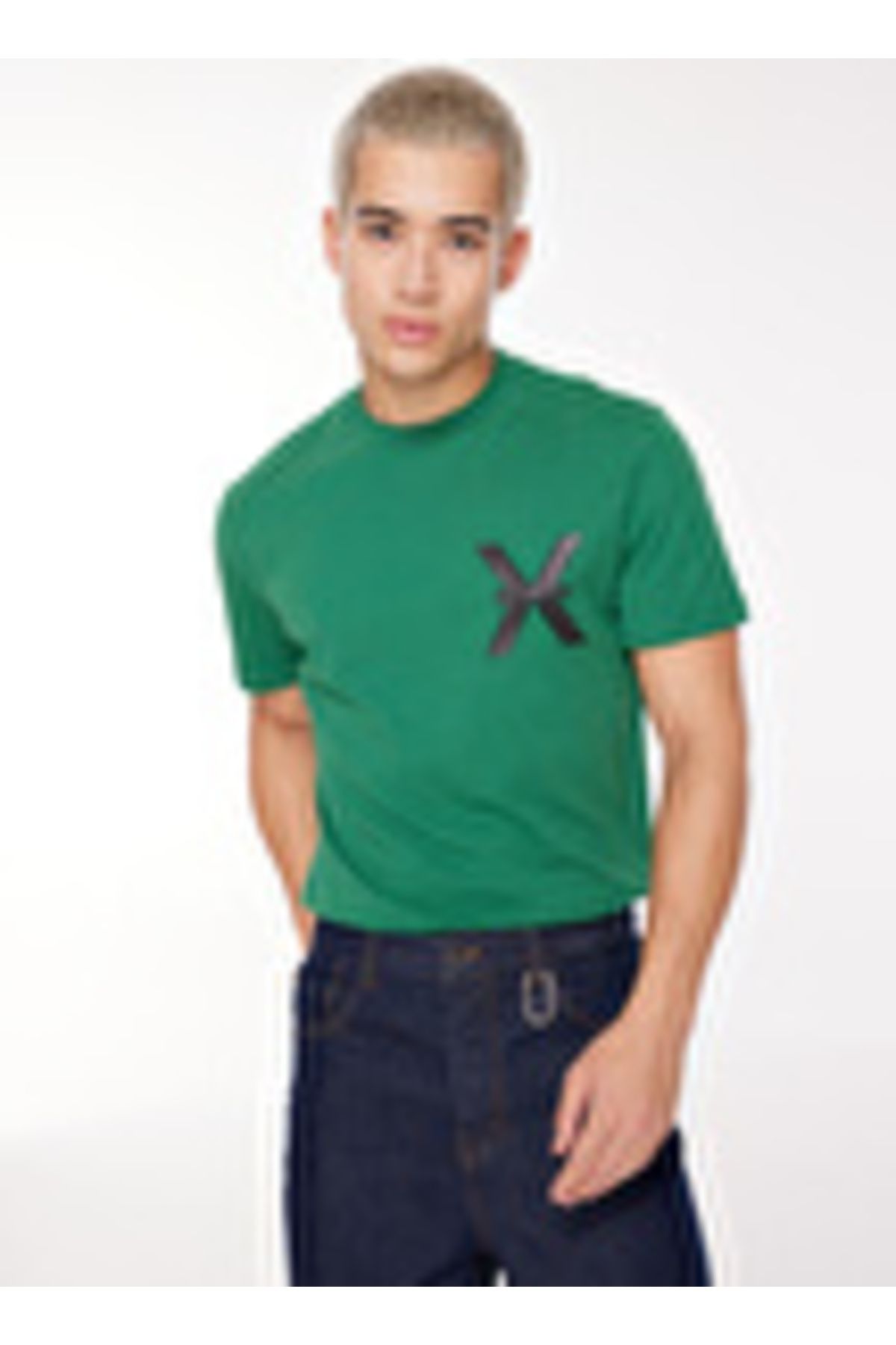 John Richmond-Crew Neck Green Men's T-Shirt Uma23140Ts Size: L 1