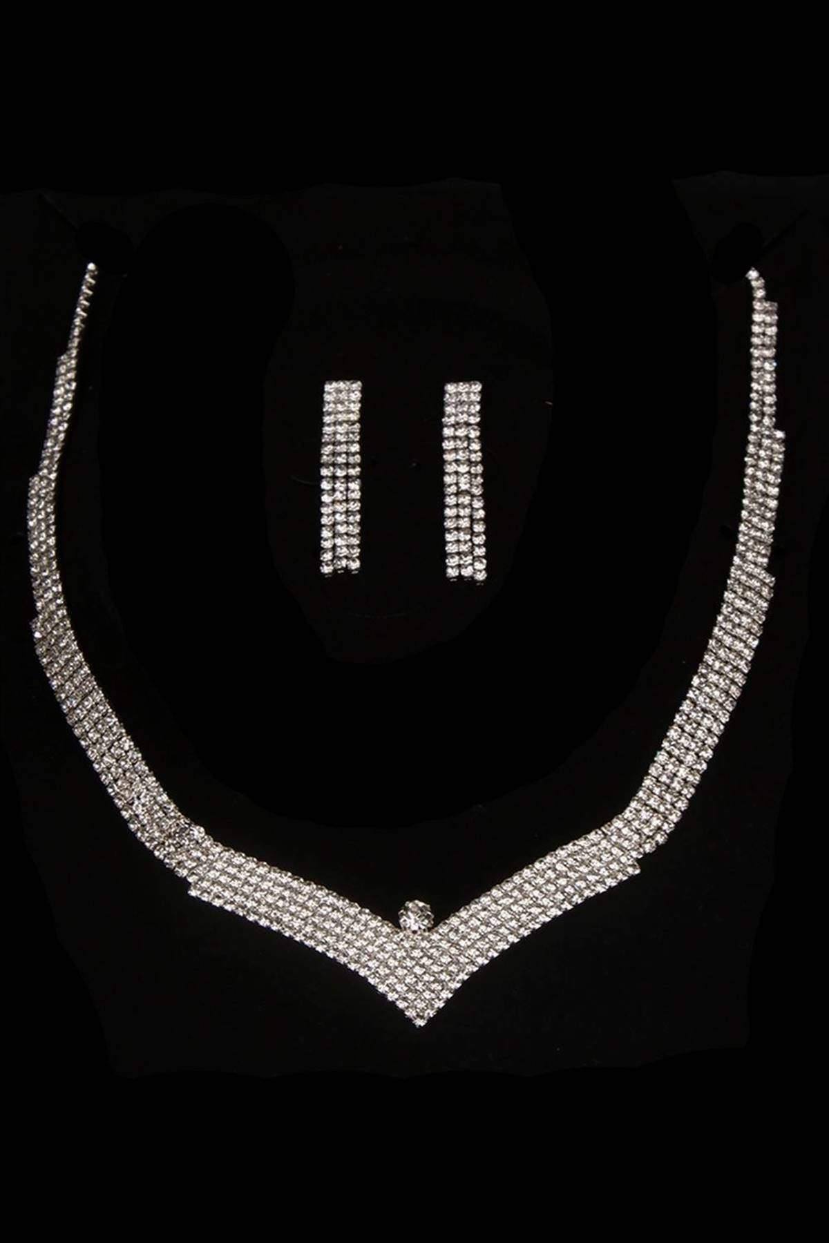 Hobigram-Zera Model Crystal Stone Evening Dress Necklace and Earring Set – Bijoux Set, Stylish Design, Women's Accessory – Bi 3