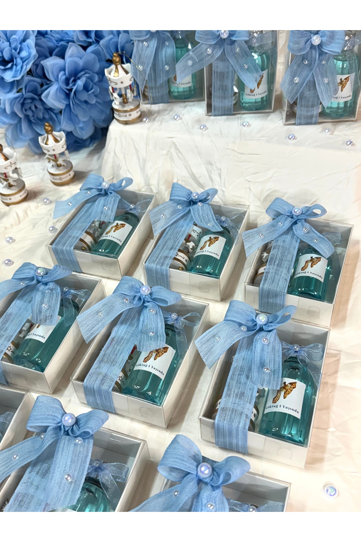 eliz 10 Adet Mavi Mika Kolonya ve Atlı Karınca Seti Hediyelik Bebek Mevlüt Doğum fotoğrafı 2 (önizleme)