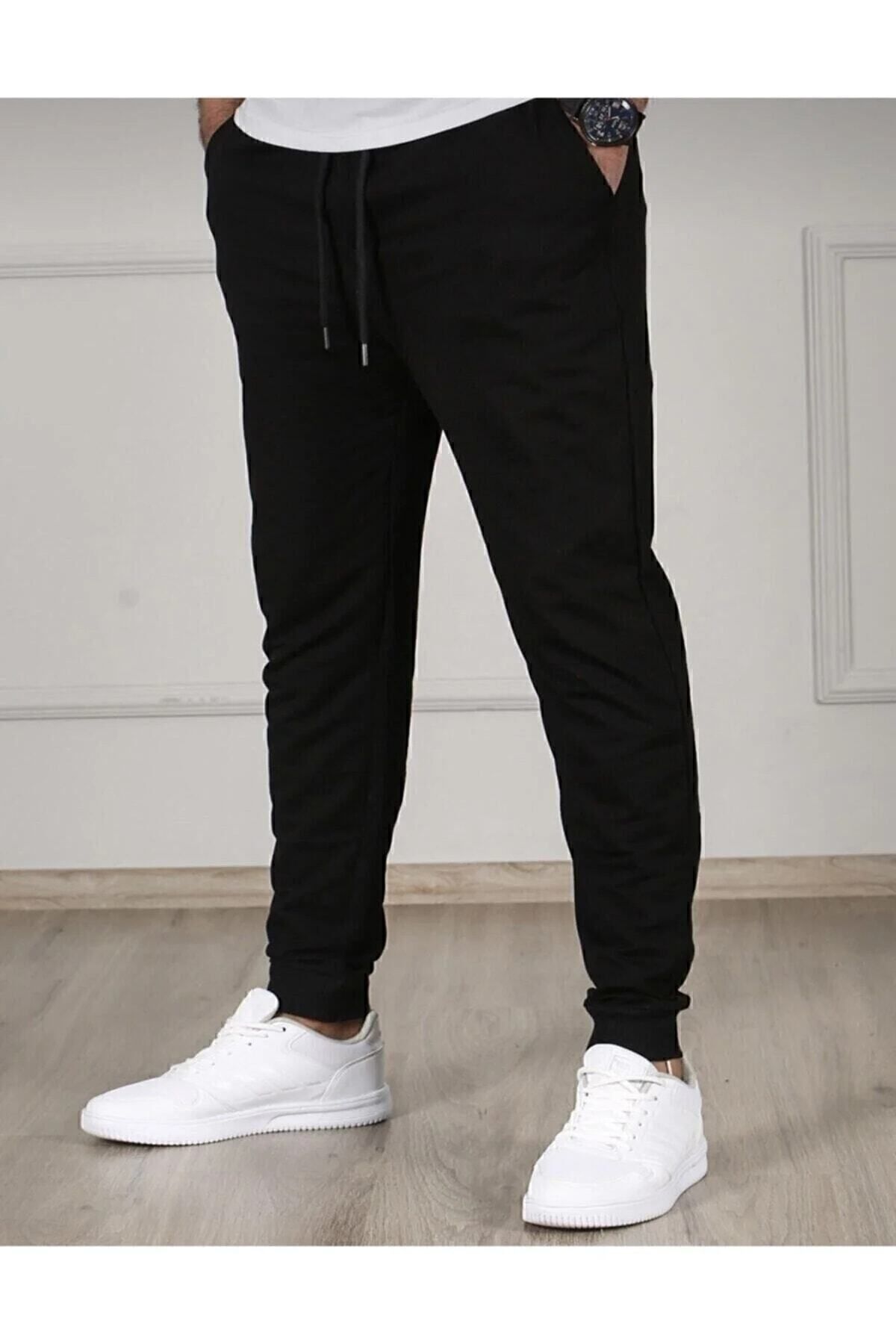 Syndra - Erkek Siyah Slim Fit Jogger Eşofman Altı