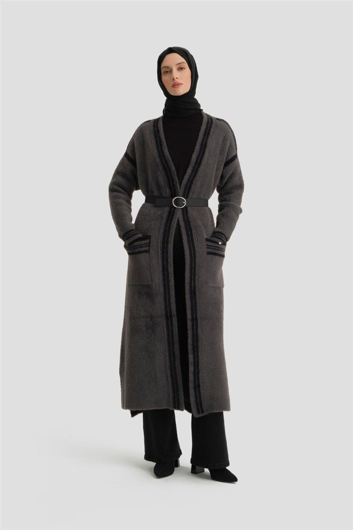 ژاکت کش باف پشمی 24kd2801 آنتراسیت Armine