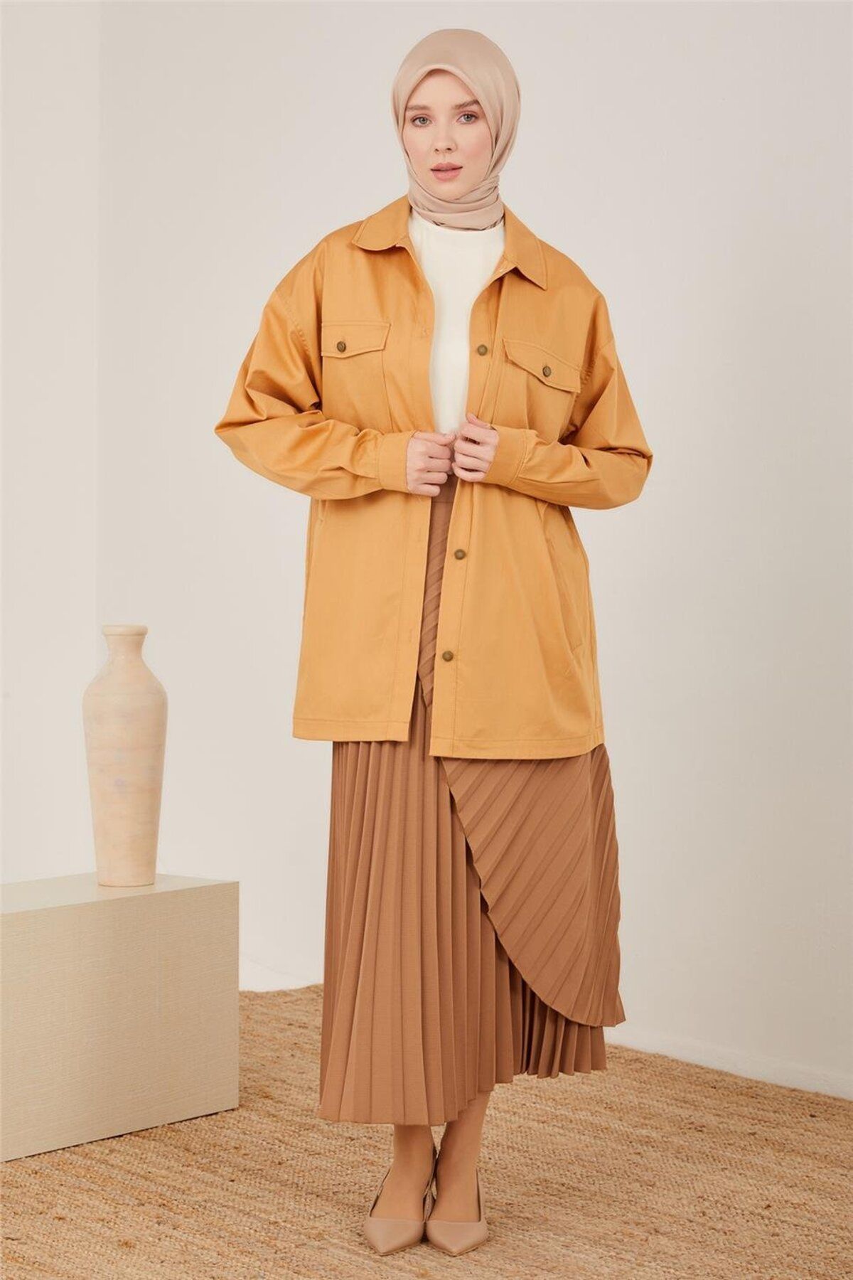 Armine-Camel Gabardine Jacket - 23Y5803 Model 3