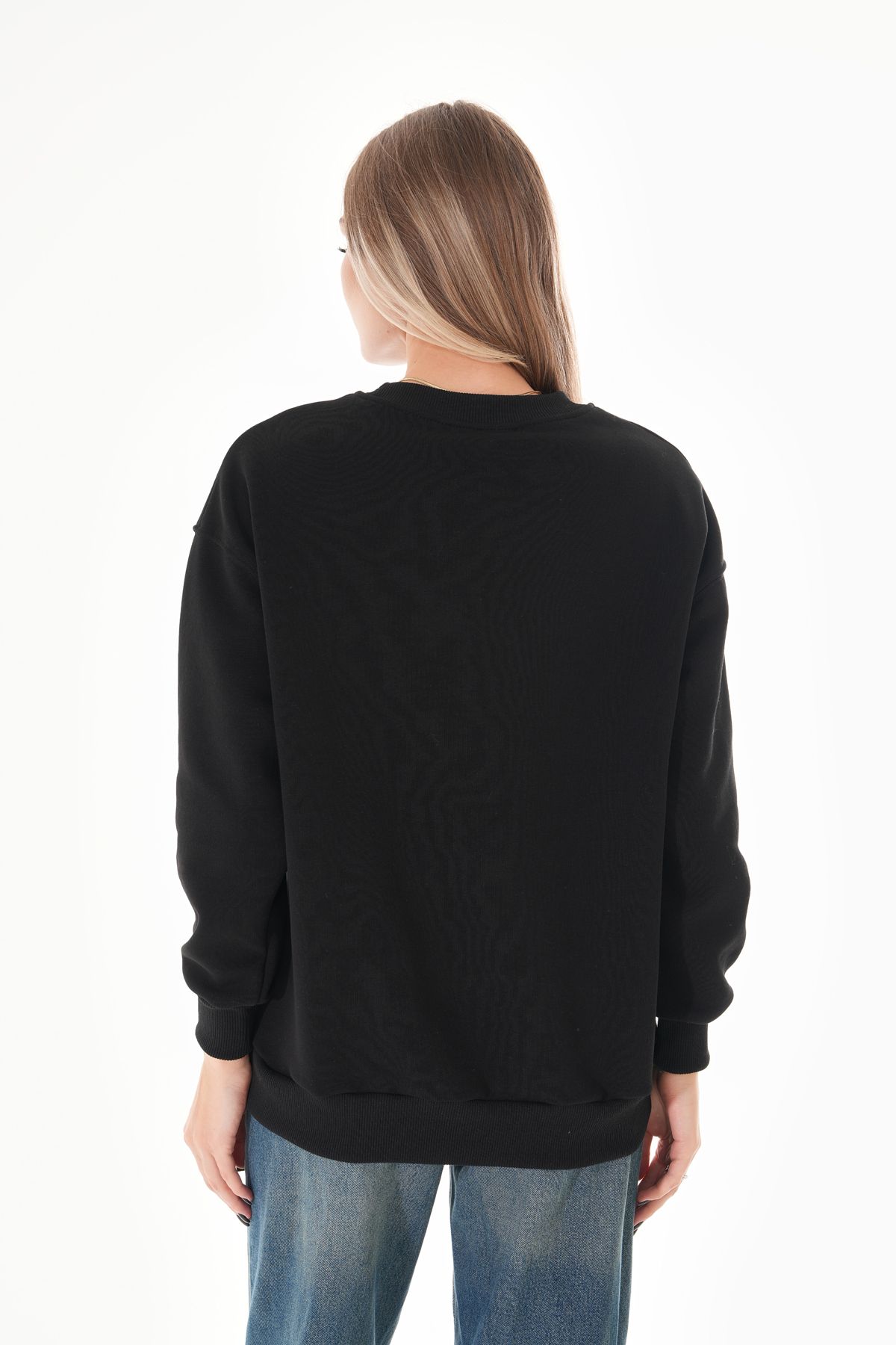 Pulli Collection-Black Sweatshirt with Stone Flower Detail 4