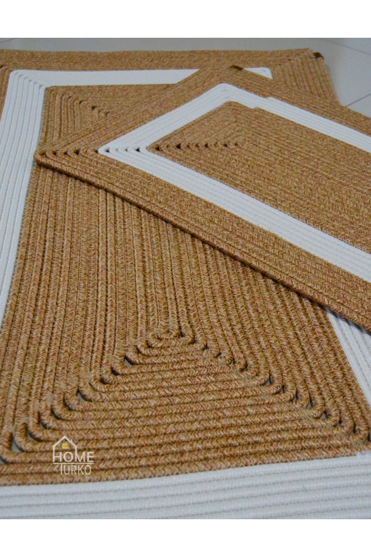 CARPELLA HOME-Bohemian Style Jute Square Bayno Mat Set - Dowry Gift Home Item 3