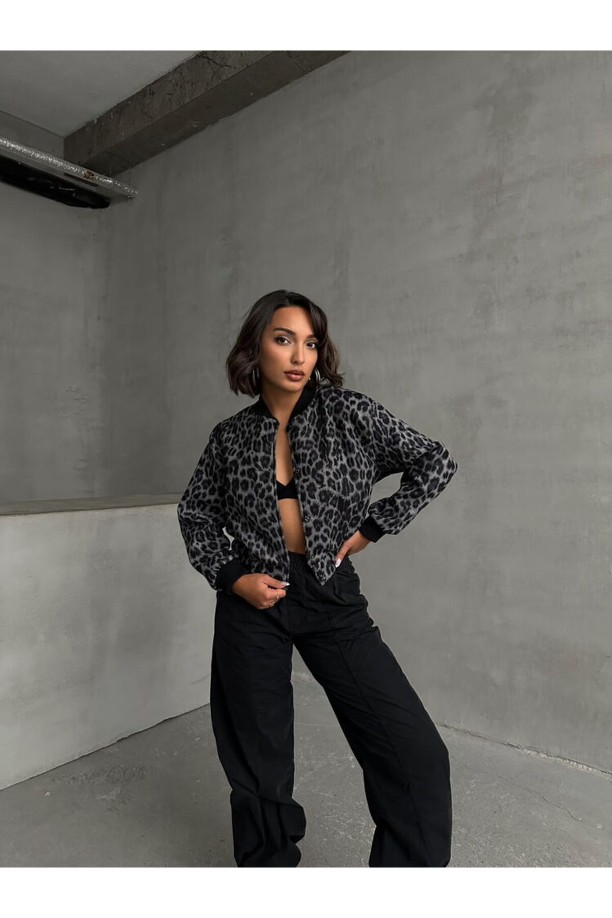 VERYMODA Kaşe Mont - Gri Leopar | | F1827 görsel 3